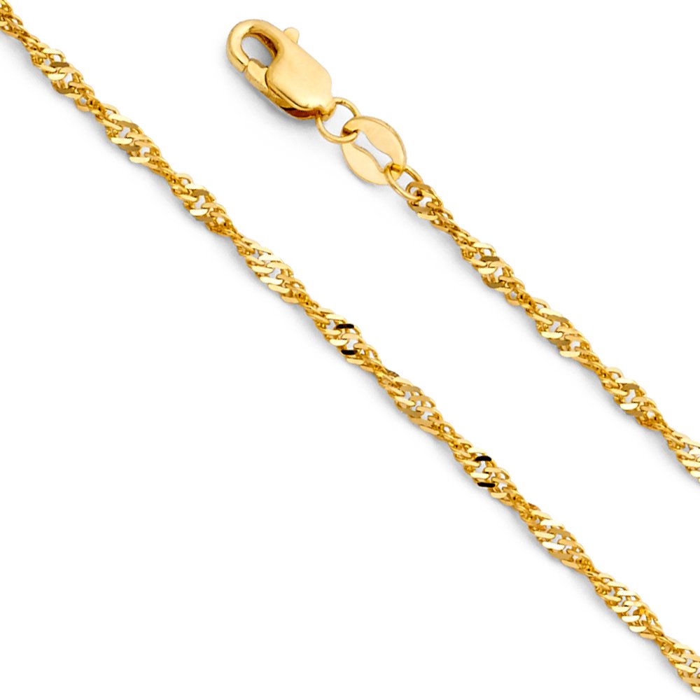 14K Yellow Gold Singapore Chain Necklace for Women - Dainty Layering Jewelry - Perfect for Everyday Wear, Gift Giving & Special Occasions | Jewels By Lux