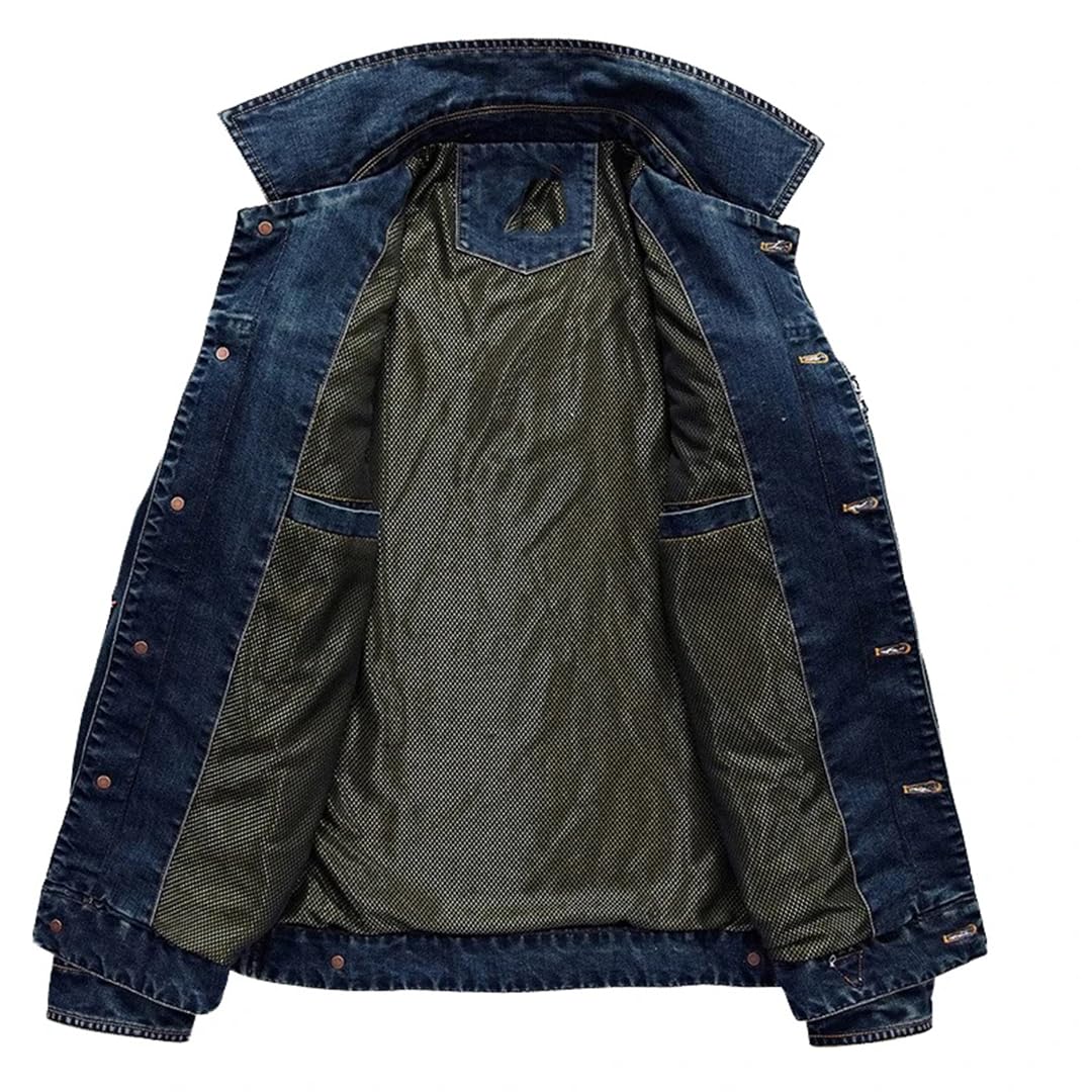 **Men's Distressed Ripped Slim Fit Denim Jacket – Plus Size Spring Trucker Bomber Coat for Casual & Streetwear Outfits**
