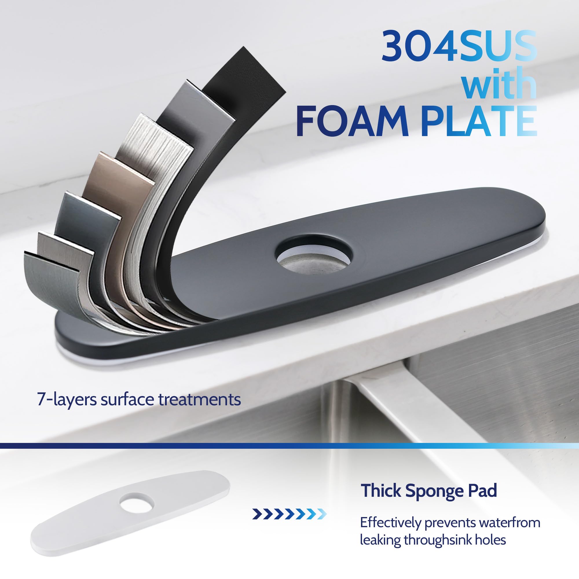 **LUFEIDRA 10-Inch Sink Faucet Hole Cover, Matte Black Deck Plate Escutcheon for 1 or 3 Hole Kitchen & Bathroom Faucets – Perfect for Upgrading Sink Aesthetics & Preventing Water Splashes**