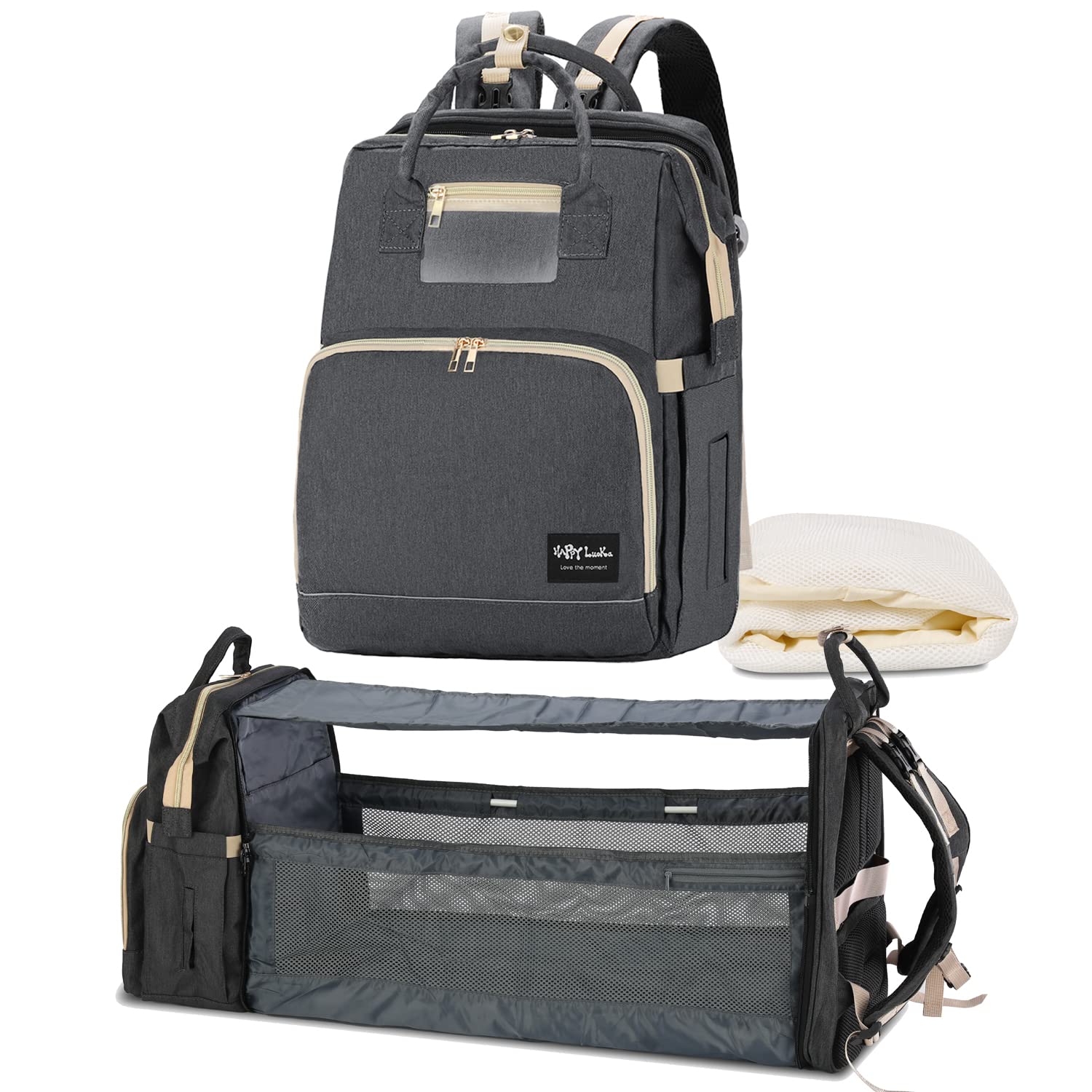 **Waterproof Baby Diaper Backpack for Boys & Girls - Large Multifunctional Travel Diaper Bag with Insulated Pockets - Perfect for Newborn Essentials, Daycare, and Family Outings - Dark Grey**