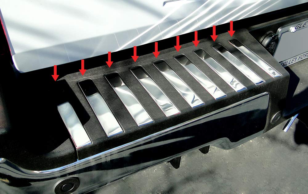 USA-Made Stainless Steel Rear Bumper Trim Inserts (18-Piece Set) - Compatible with 2017-2020 Ford F-250 & F-350 Super Duty Trucks - Durable Protection & Stylish Upgrade for Off-Roading & Daily Driving