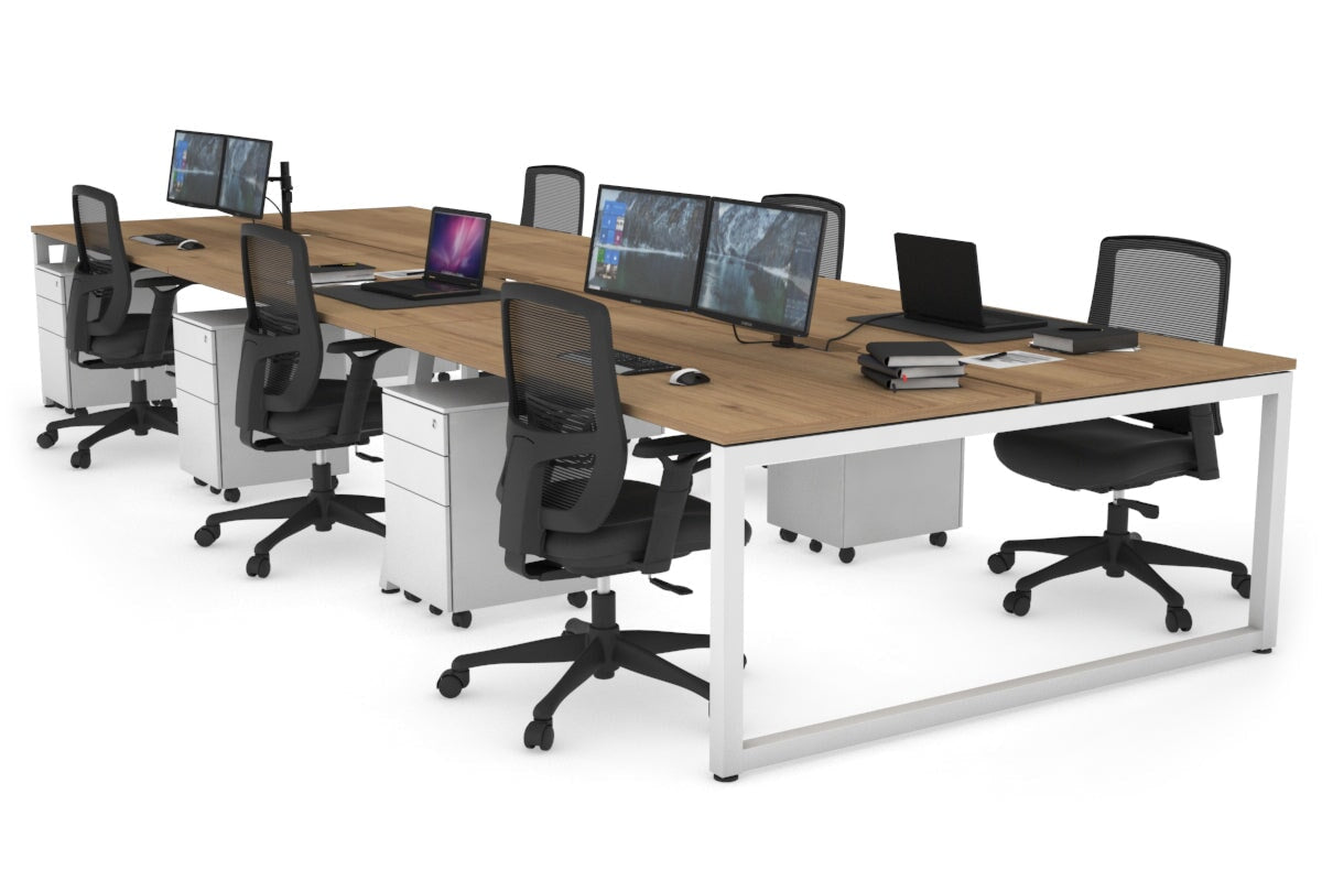 Quadro Loop Legs 6-Person Office Workstation - 1400L x 800W with Cable Management - Perfect for Open Office Layouts & Collaborative Workspaces