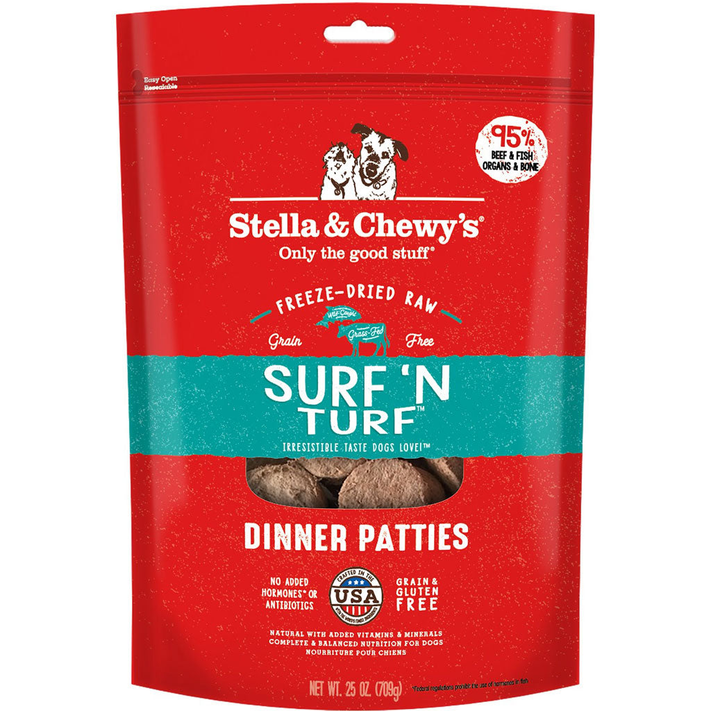 Stella & Chewy's Freeze-Dried Surf 'N Turf Dinner Grain-Free Dog Food - High Protein Raw Dog Food for Small & Large Breeds - Perfect for Travel, Training & Digestive Health