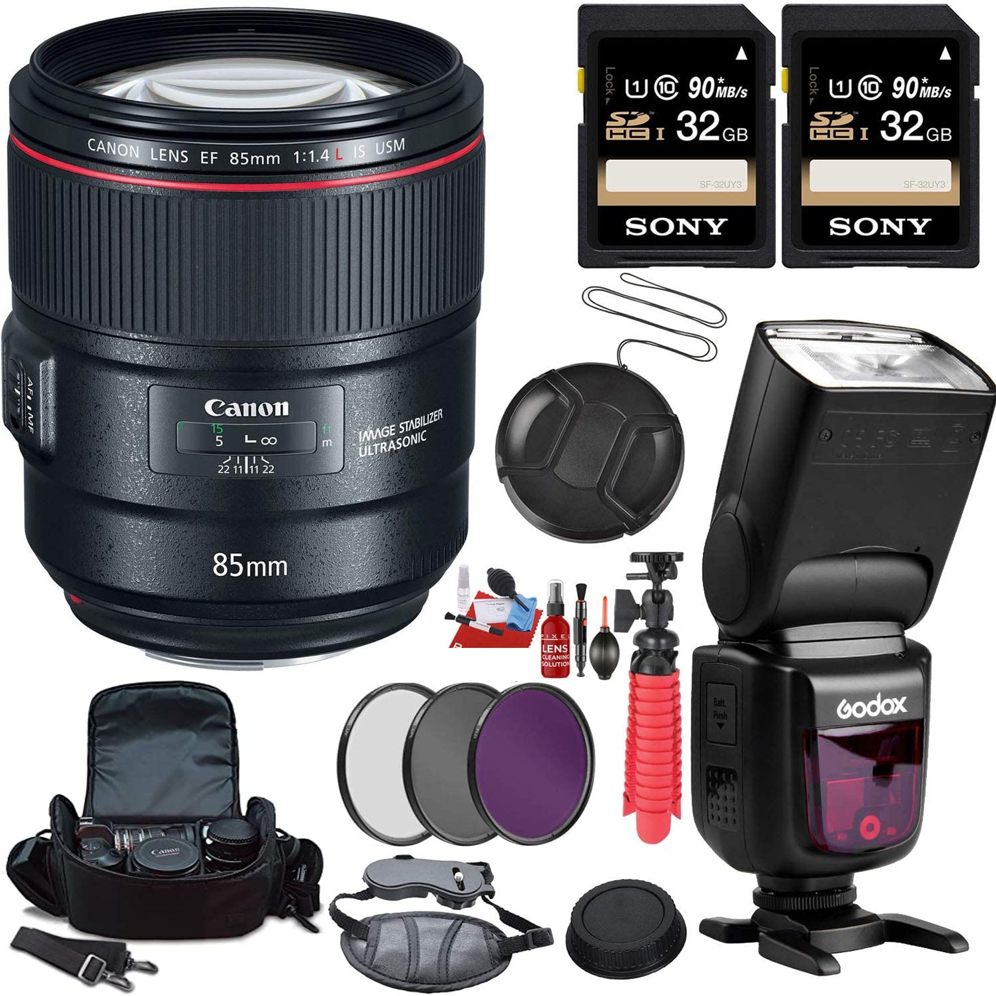 Canon EF 85mm f/1.4L IS USM Professional Portrait Lens with 2x 32GB Sony Memory Cards Bundle - Perfect for Wedding Photography, Studio Portraits & Low Light Shooting