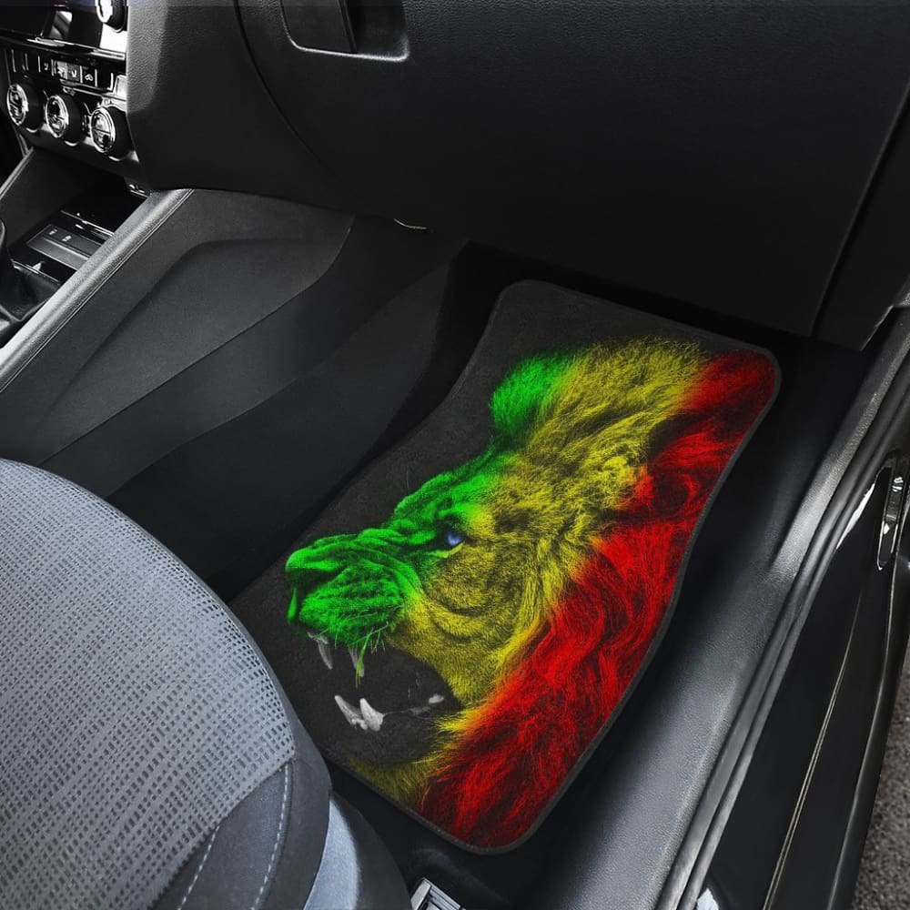 Premium Rasta Lion Roaring Car Floor Mats - Non-Slip, Durable Auto Accessories for Jeep, Truck & SUV - Perfect Gift for Reggae Fans & Car Enthusiasts - Great for Road Trips, Daily Commutes & Custom Car Decor