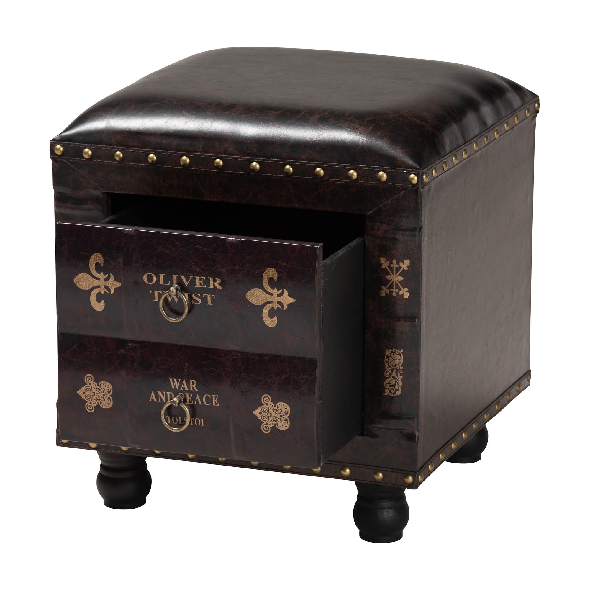 Baxton Studio Dark Brown Ottoman - Modern Footrest & Extra Seating for Living Room, Bedroom & Office - One Size Fits All