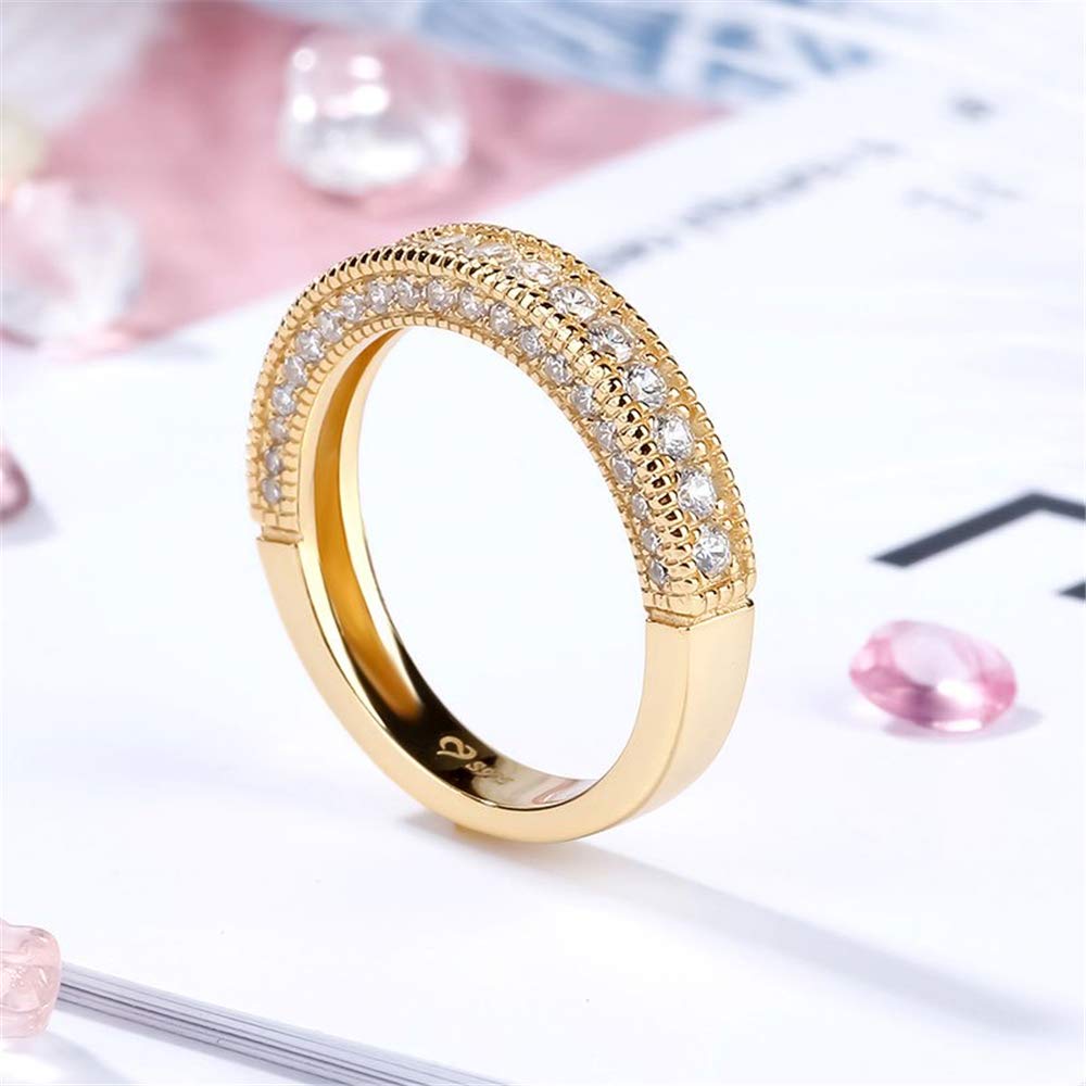 Jeulia 14K Gold Plated Sterling Silver Round Cut Women's Band Ring - Perfect for Engagement, Wedding, Anniversary, Birthday Gifts for Girlfriend & Wife (Includes Jewelry Box) | Elegant Jewelry for Special Occasions & Daily Wear