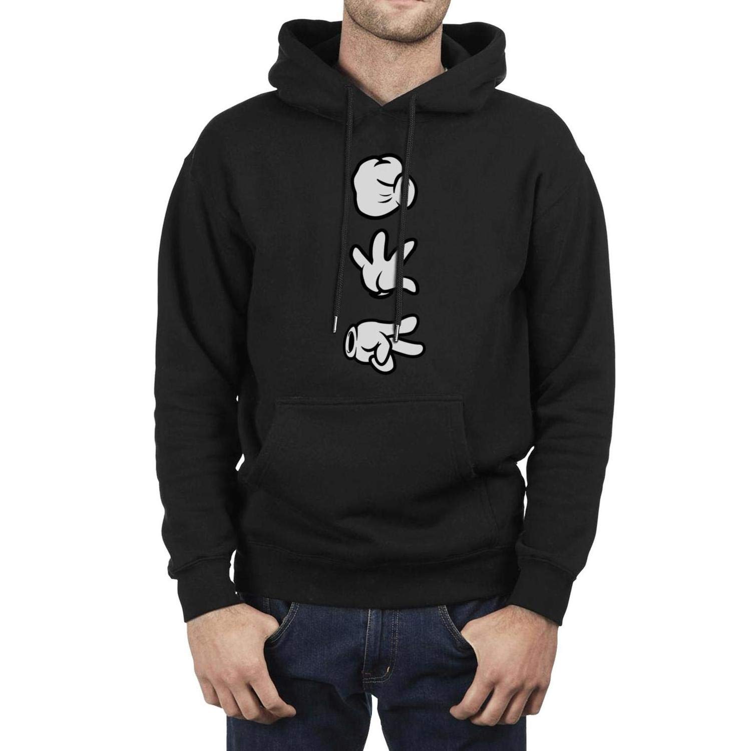 GEDGDS Men's Rock Paper Scissors Print Fleece Pullover Hoodie - Soft Heavy Blend Sweatshirt for Casual Wear & Gaming Enthusiasts