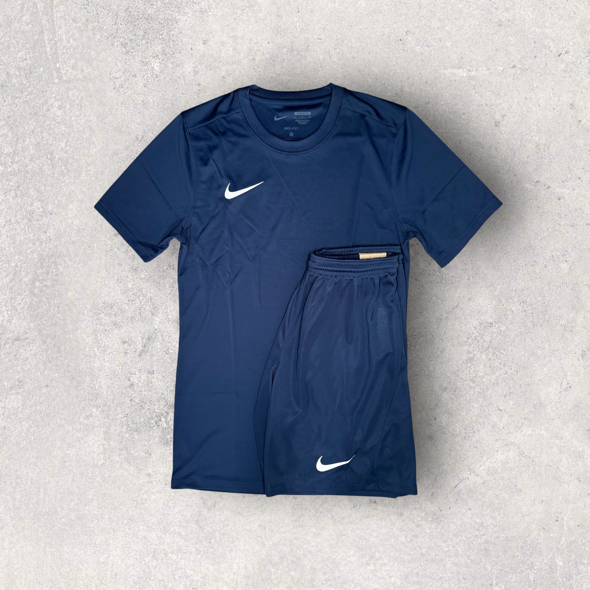 Nike Dri-Fit Performance T-Shirt & Shorts Set - Navy Blue - Moisture-Wicking Workout Outfit for Running, Gym & Training