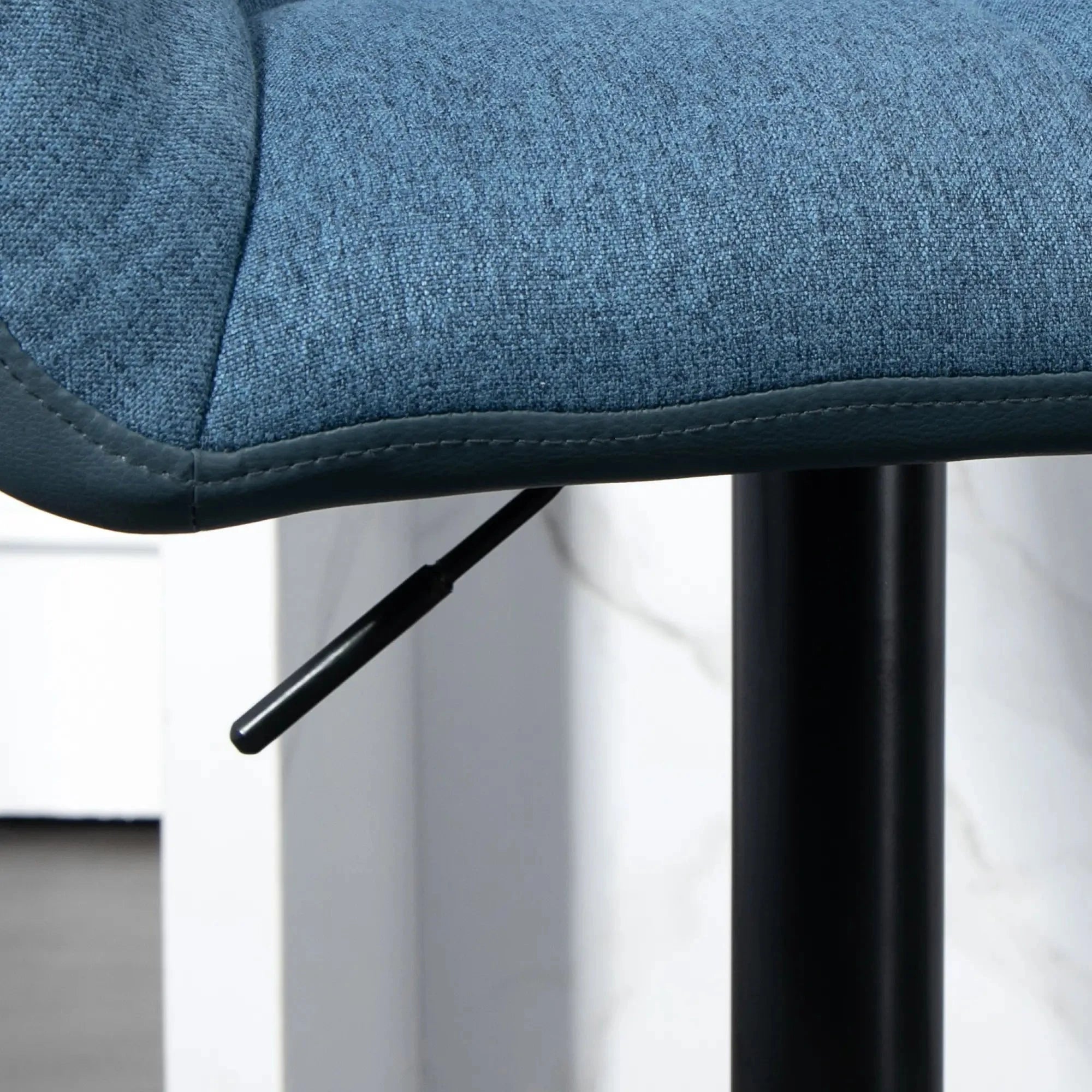 Swivel Adjustable Bar Stools (Set of 2) - Faux Leather & Linen Touch Fabric - 5 Color Options - Perfect for Kitchen Islands, Home Bars & Dining Areas