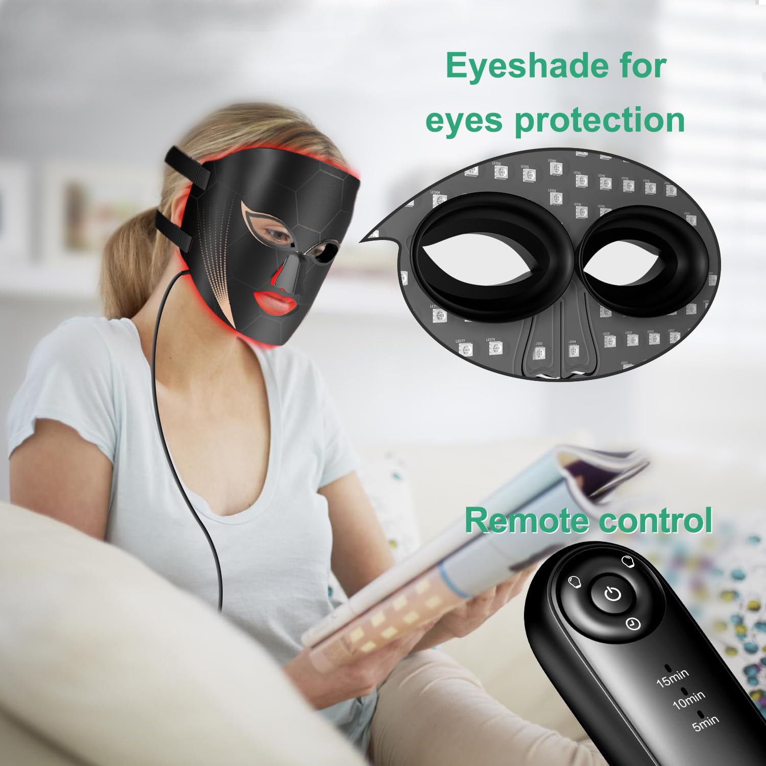 Red Light Therapy Mask for Face - 7 Colors & 288 LEDs, Blue Red Infrared Photon Light Therapy Facial Skin Treatment, LED Face Mask for Anti-Aging & Acne Relief | Perfect for Home Spa, Skin Rejuvenation & Beauty Care