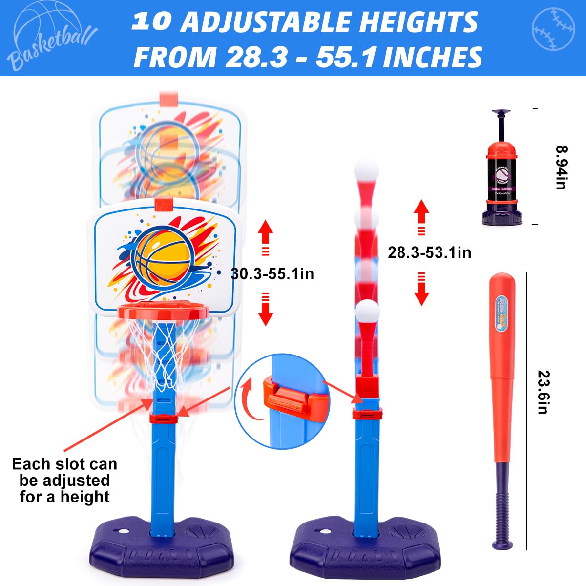 Meland 4-in-1 Kids Basketball Hoop - Indoor/Outdoor Sports Toy for Toddlers