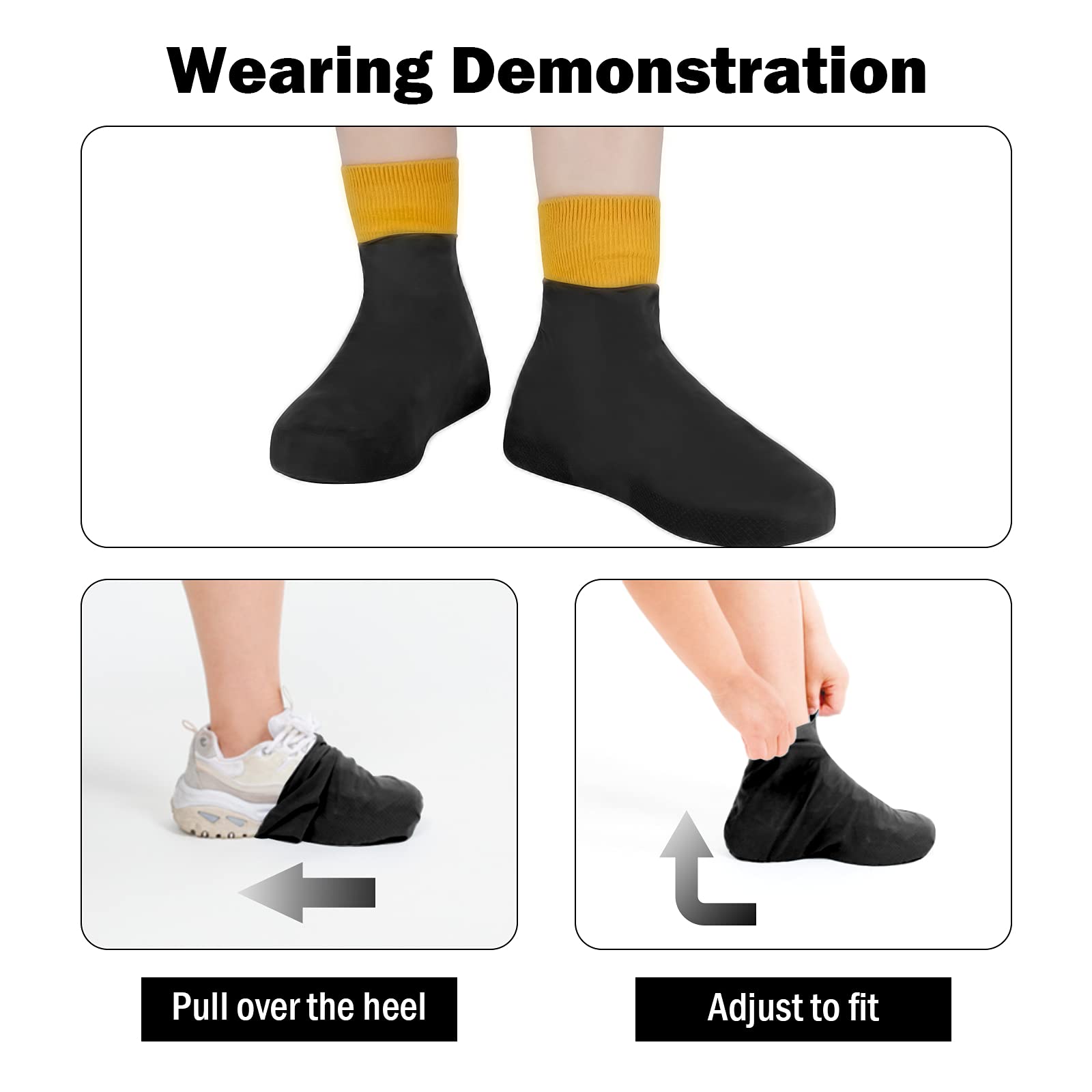 Waterproof Reusable Silicone Shoe Covers for Men & Women - Non-Slip Rain & Snow Boot Protectors for Outdoor Activities, Car Washing, Camping & Hiking - Durable & Portable Shoe Protectors