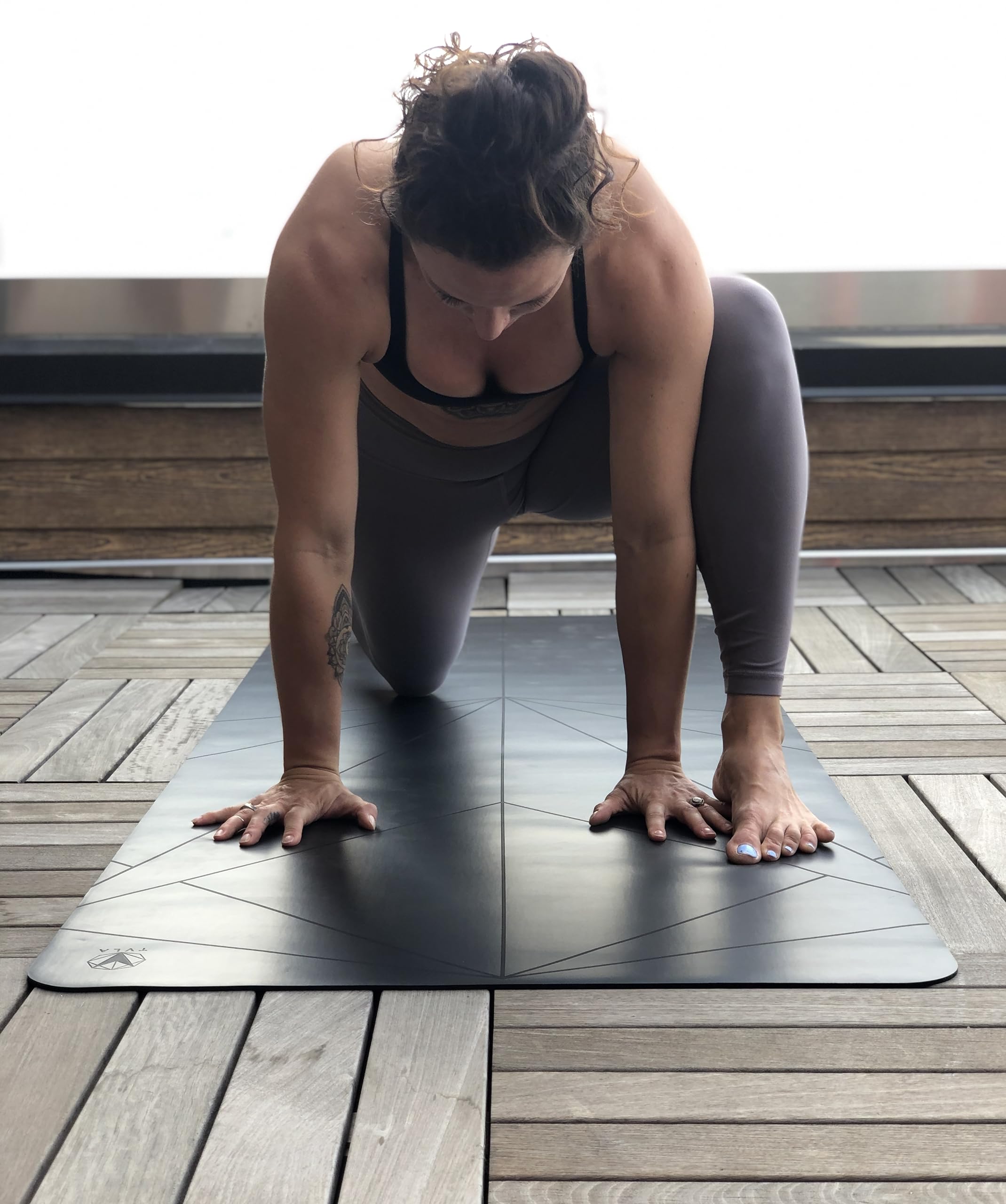 Premium Yoga Mat with Alignment Markers - Non-Slip, Sweat Absorbing Workout Mat for Home & Studio - Extra Large 28