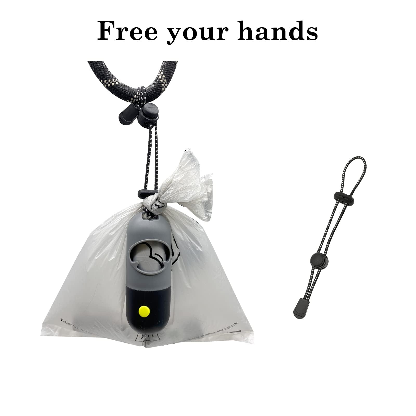 LED Flashlight Dog Poop Bag Holder with Leak-Proof Waste Bags | Portable Pet Waste Dispenser for Leash | Grey & Black Doggie Potty Accessories (2 Holders + 30 Bags) - Perfect for Night Walks, Park Visits & Outdoor Adventures