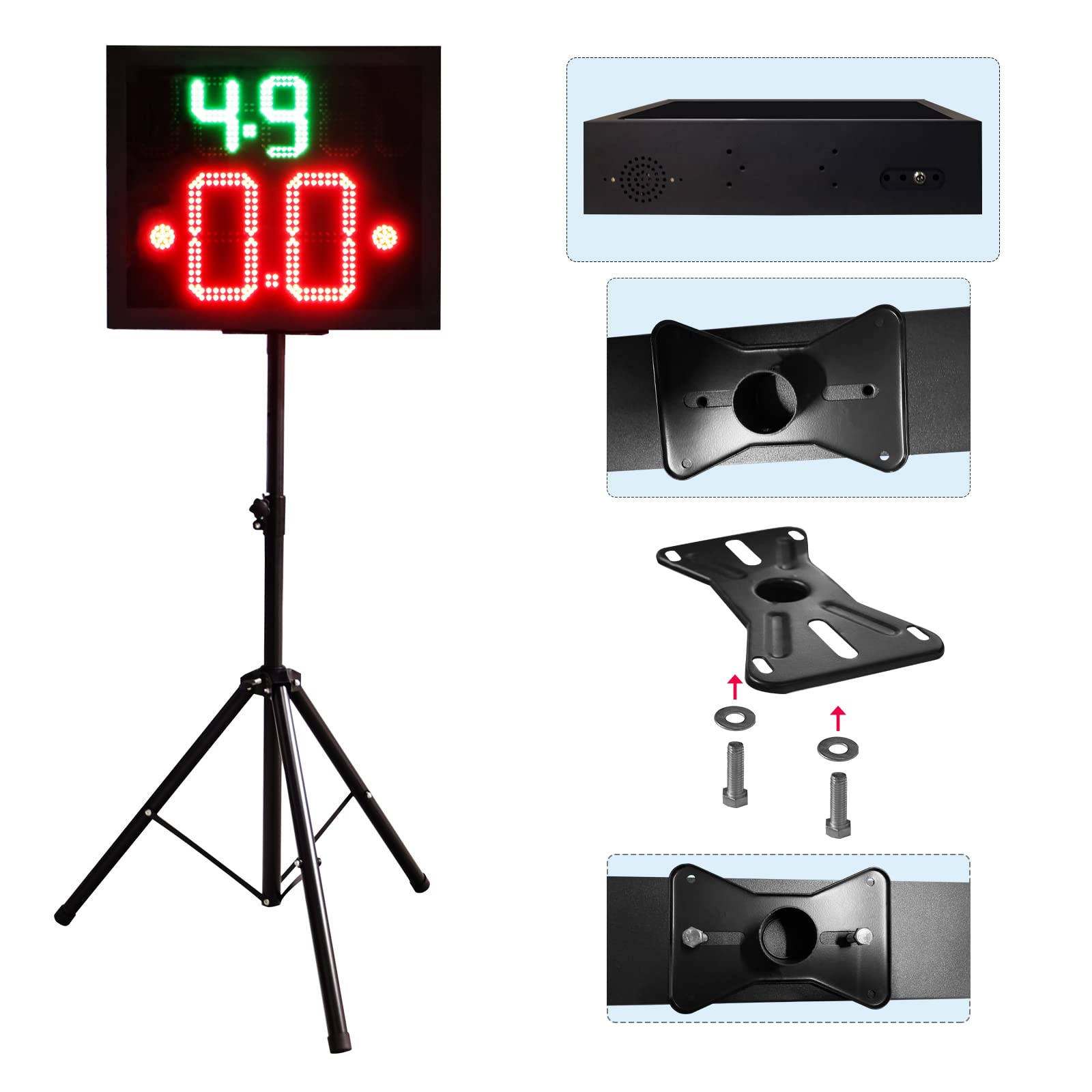 2 Pack Basketball Shot Clock Timer with 14/24 Second Countdown, Portable Buzzer & Tripod Mount (Includes 1 Tripod) - Perfect for Games, Practice, and Training Sessions