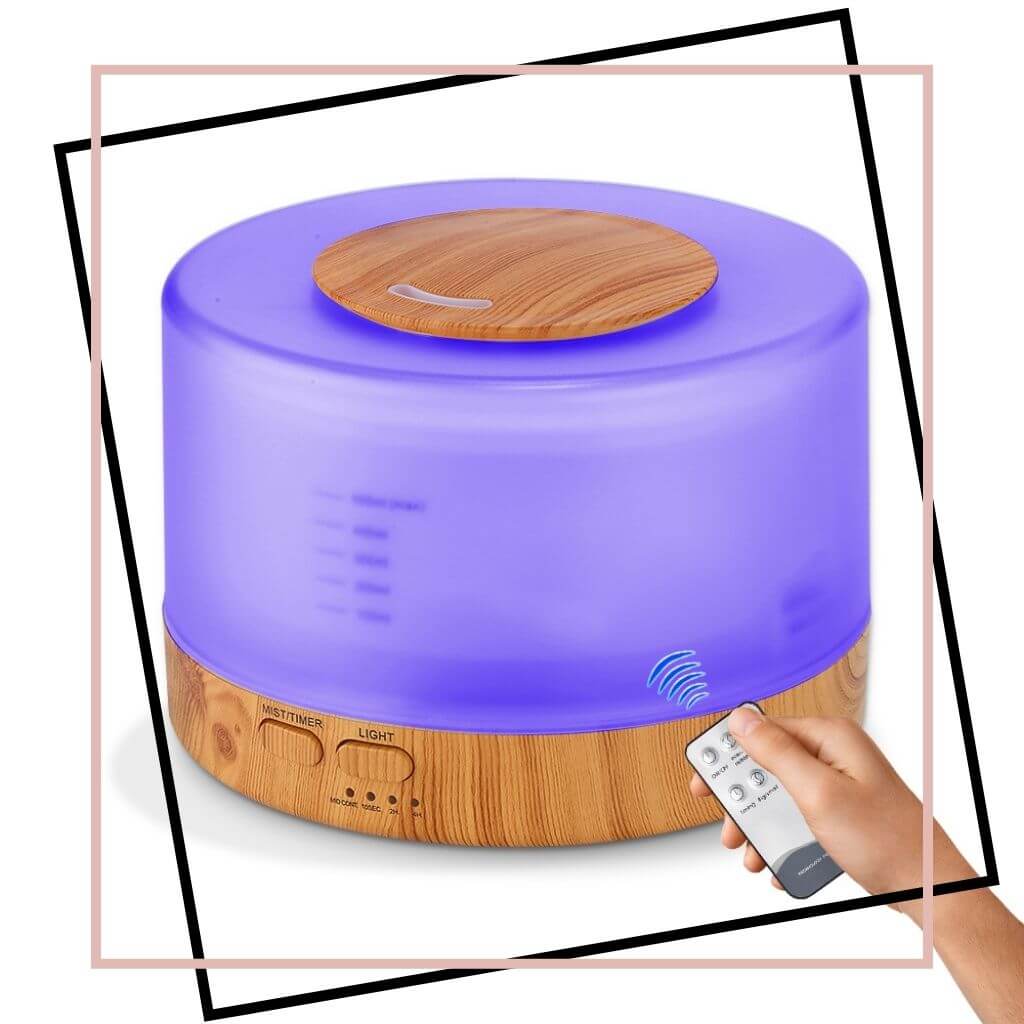 500ml Aroma Essential Oil Diffuser with Remote Control - Ultrasonic Humidifier for Home, Office, Yoga & Spa - Relaxing Aromatherapy Diffuser with 7 Color LED Lights & Auto Shut-Off