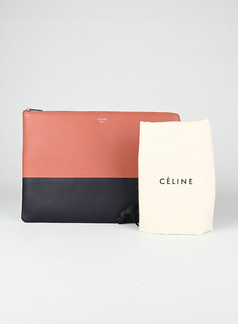 Celine Pochette Bicolor Handbag in Terracotta & Blue - Stylish Crossbody Bag for Women, Perfect for Date Night & Evening Events