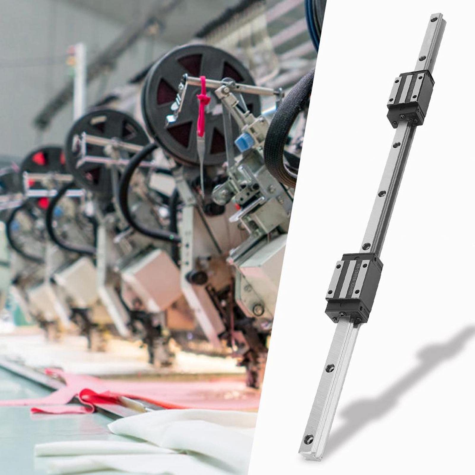 2Pcs HGR15-500mm Linear Rail Guide, 15mm Width with 4pcs Carriage Slide Block - High Precision Linear Motion System for 3D Printers, CNC Machines, Laser Cutters, and Industrial Automation