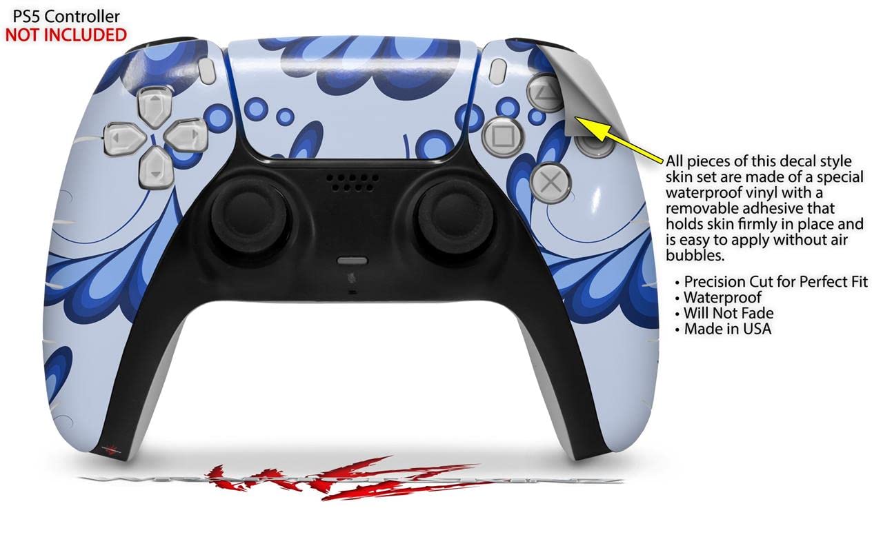 Sony PS5 DualSense Skin Wrap - Petals Blue for Gaming & Protection