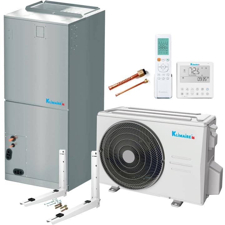 Klimaire 2 Ton 17.4 SEER2 Inverter Central Ducted Air Conditioner & Hyper Heat Pump Split System - Perfect for Whole Home Heating and Cooling in Extreme Climates