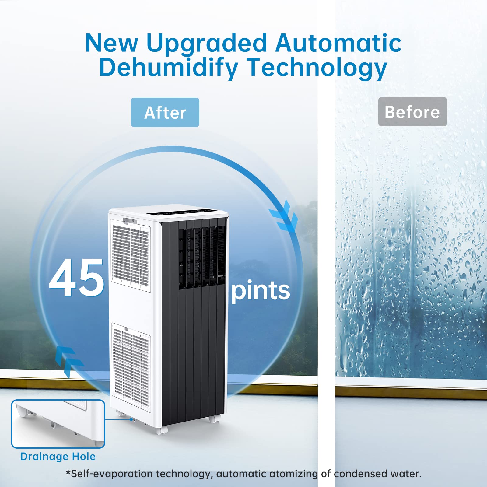 8000 BTU Portable Air Conditioner - 3-in-1 Compact AC Unit with Fast Cooling, Window Mount Kit, Fan & Dehumidifier Modes (115V) - Perfect for Bedrooms, Offices & Small Spaces