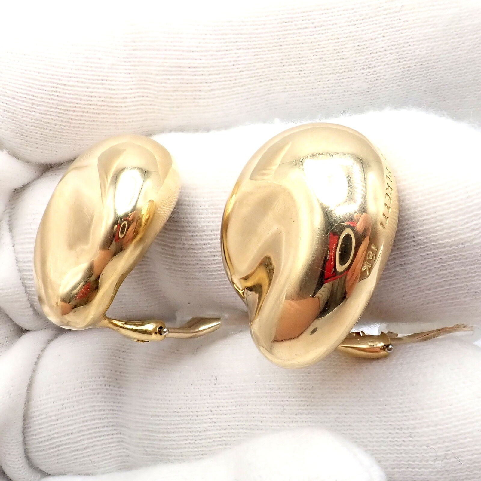 Authentic Tiffany & Co Peretti 18k Yellow Gold Extra Large Thumbprint Earrings - Luxury Gold Hoop Earrings for Women, Perfect for Weddings, Parties & Special Occasions