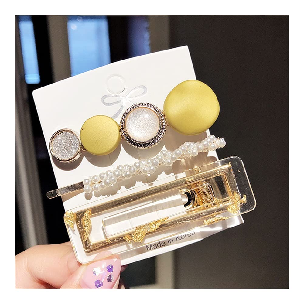 Korean Acrylic Hair Clips for Women - 3PCS Pearl Hairpins Set for Party & Daily Use