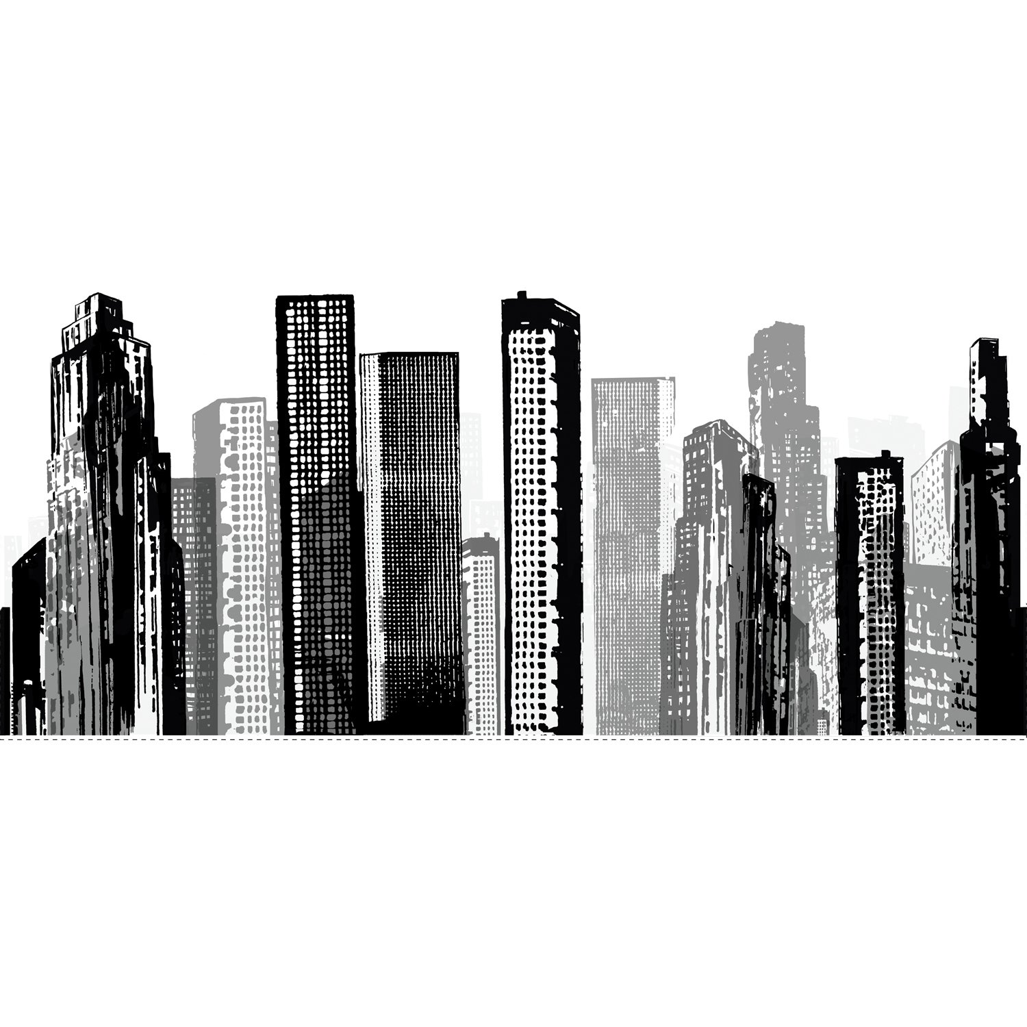 RoomMates RMK1602GM Black Cityscape Peel and Stick Giant Wall Decal - Perfect for Home, Office & Dorm Room Decor