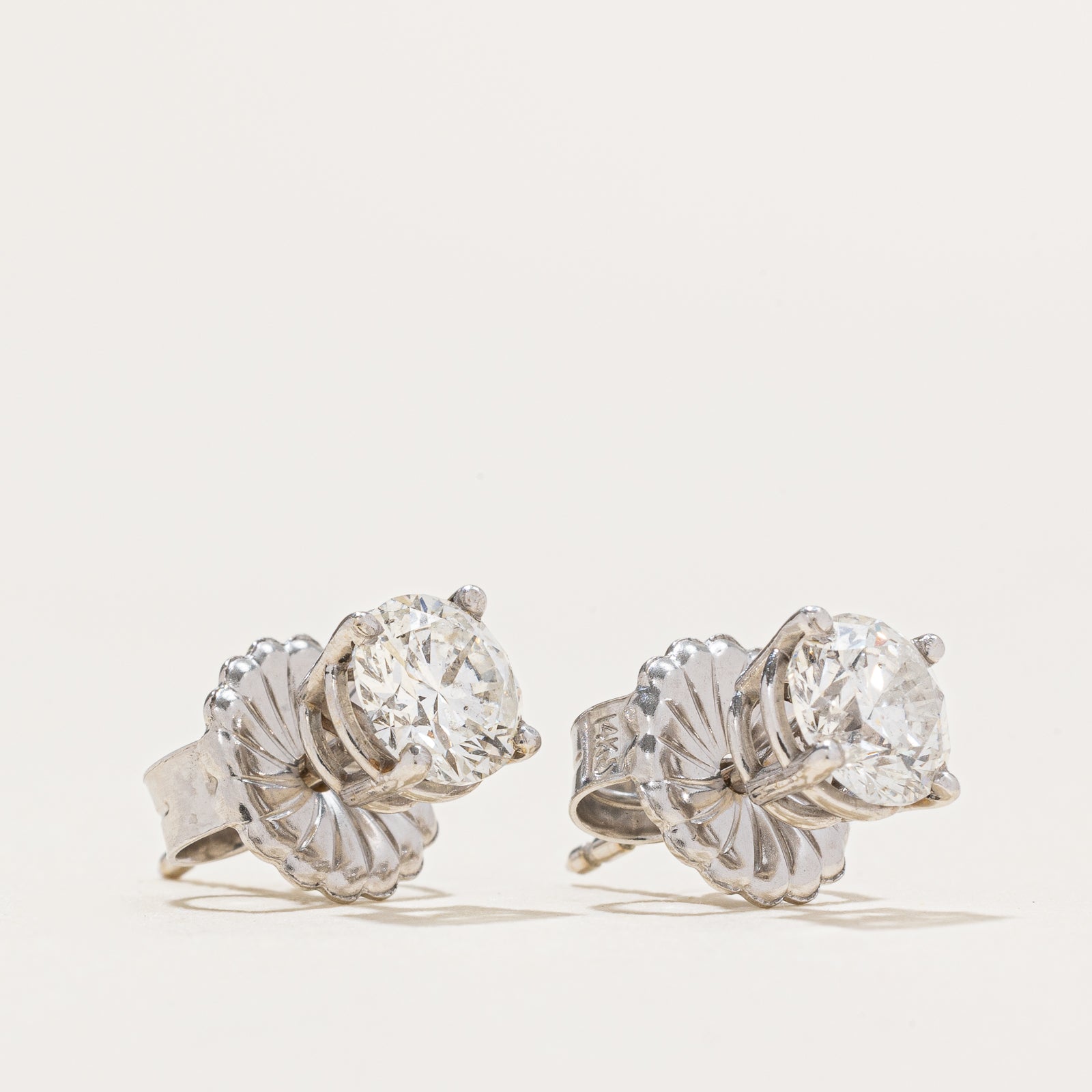 14K Gold Solitaire Diamond Stud Earrings - 1.40ctw I1 G/H Color - Classic Round Cut Stud Earrings for Women - Perfect for Weddings, Anniversaries & Special Occasions