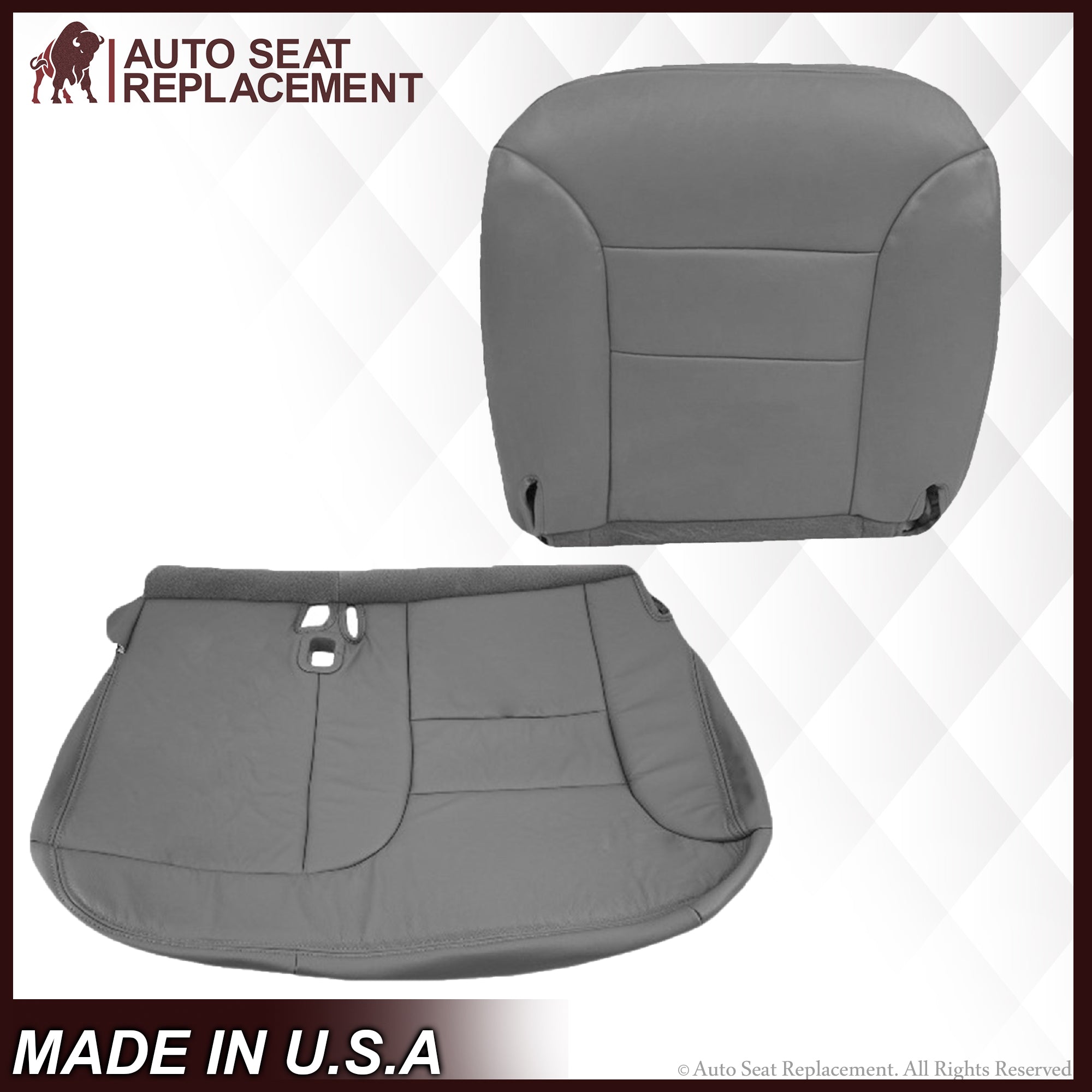 1995-1999 Chevy Tahoe Suburban Silverado Seat Covers - Gray 60/40 Bench Bottom Replacement | Durable Custom Fit for Pickup Trucks & SUVs | Perfect for Road Trips, Camping & Daily Commute