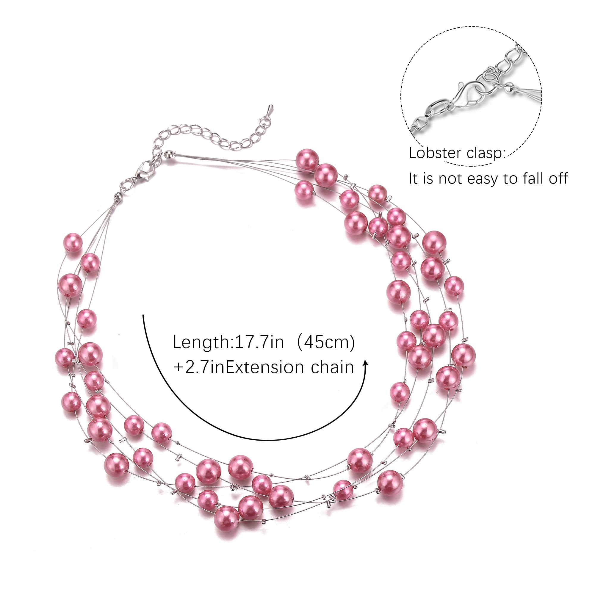 FULU AUTUMN Women's Layered Pearl Necklace - Multi-Strand Beaded Choker for Wedding, Party & Formal Events | Elegant Pearl Jewelry for Brides, Prom & Special Occasions
