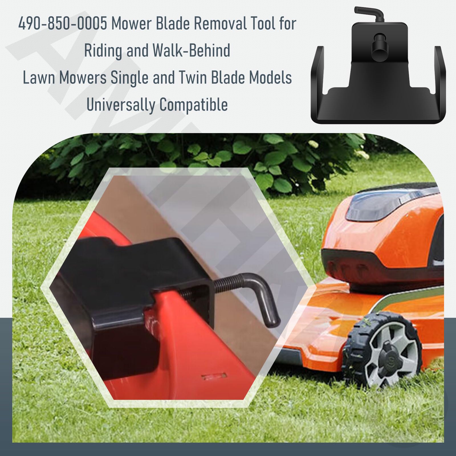 Heavy Duty Lawn Mower Blade Removal Tool 490-850-0005 - Universal Compatible with Riding & Walk-Behind Mowers (Single/Twin Blade) | Easy Blade Replacement & Maintenance for Home Lawn Care