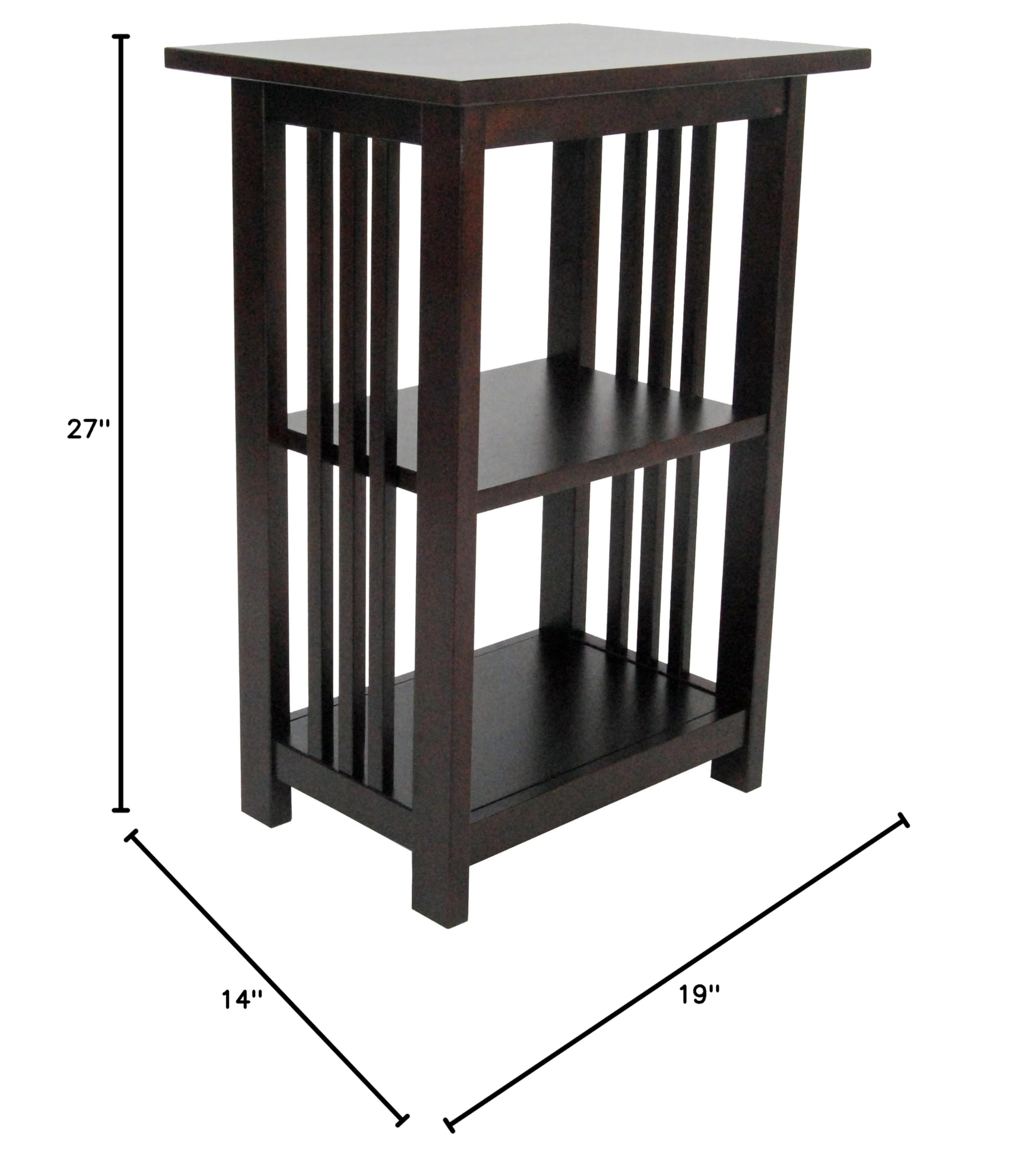 Alaterre Mission End Table - Espresso Finish Small Side Table for Living Room, Bedroom & Office - Compact Nightstand with Storage Shelf