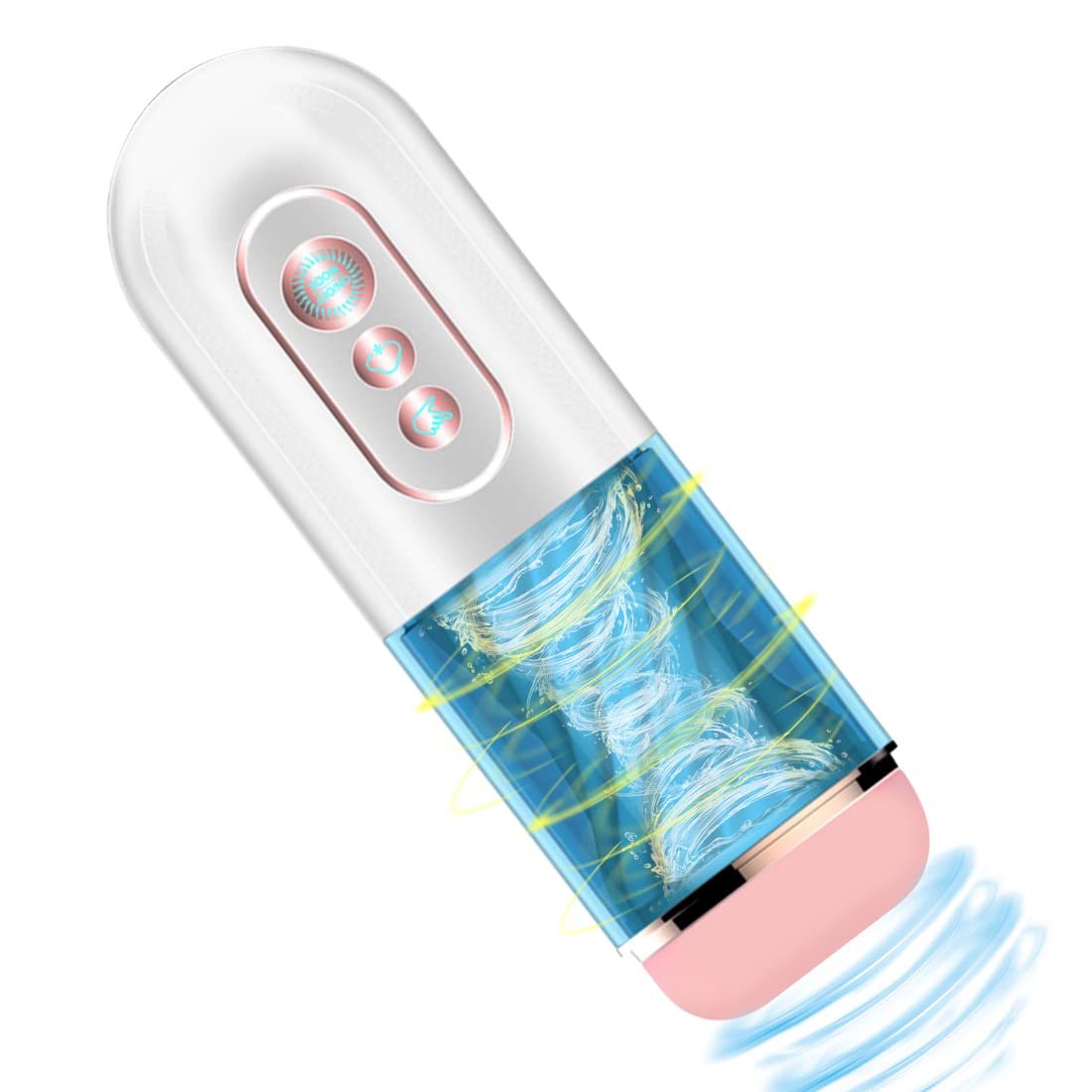 7-Speed Electric Male Masturbator with Thrusting & Rotating Modes - Realistic 3D Textured Vagina & Blowjob Stroker Toy for Penis Stimulation - Portable Pocket Pussy (White) - Perfect for Solo Play, Couples Fun & Discreet Pleasure