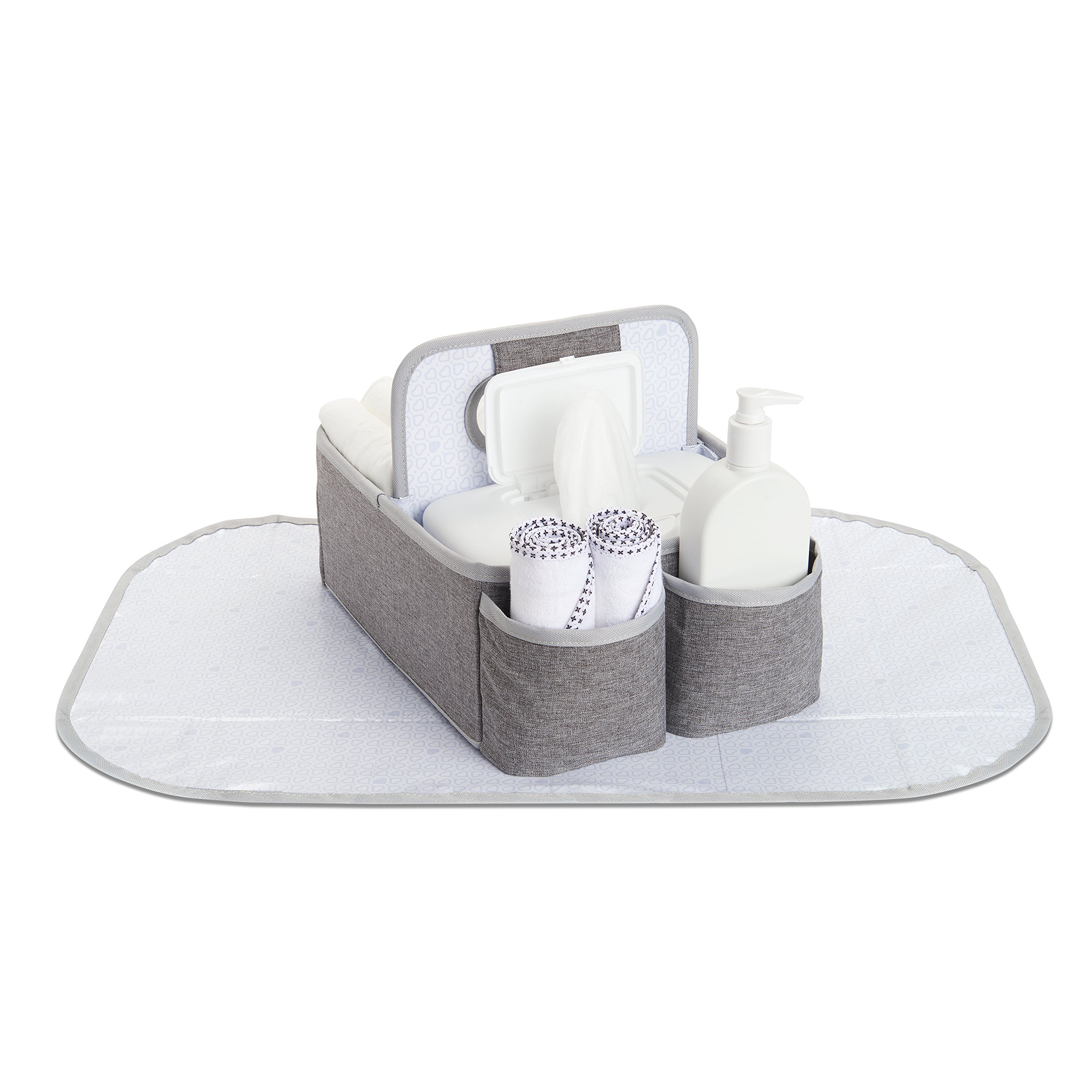 Munchkin Portable Diaper Caddy Organizer - Grey | Baby Essentials Storage for Diapers, Wipes & Creams | Perfect for Nursery, Travel & On-the-Go Parents