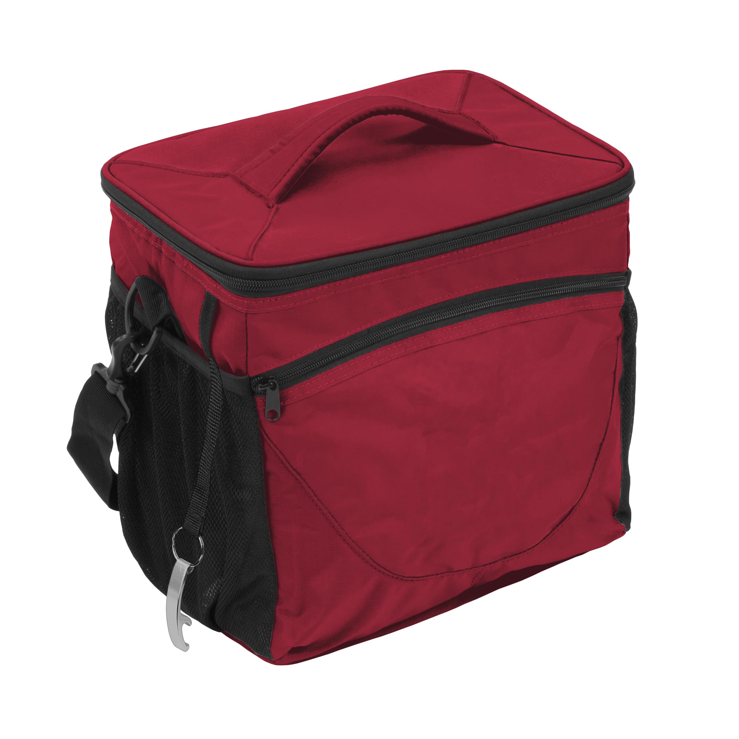 Logo Brands Plain Garnet 24 Can Cooler - Insulated Soft-Sided Beverage Cooler for Beer, Soda & Drinks - Perfect for Picnics, BBQs, Tailgating & Outdoor Parties