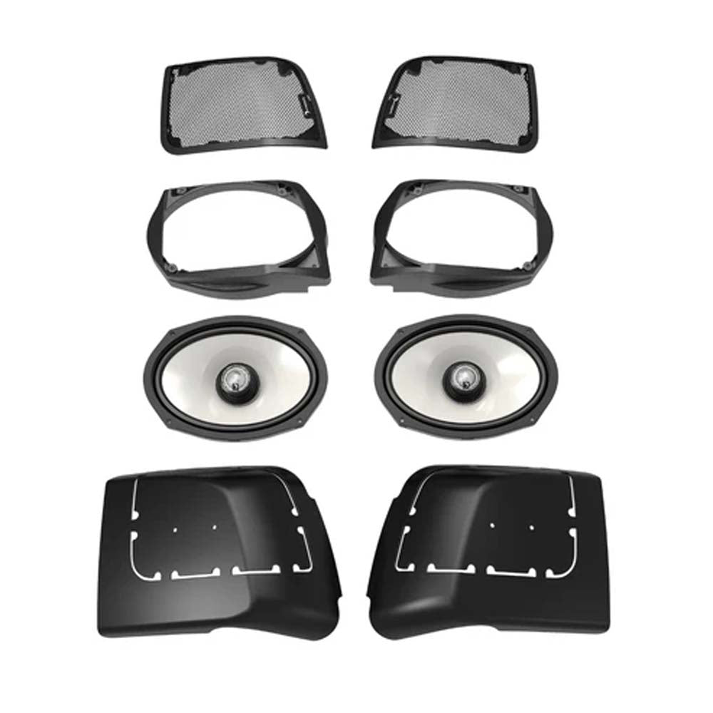2014-2023 Harley Davidson® Cut In Lid Kit with Diamond Audio MSHXM694LK & HXM69F4 (4Ω) Speakers + MICRO2V2 2-Channel Class D Amplifier - Premium Motorcycle Audio Upgrade for Harley Touring Models