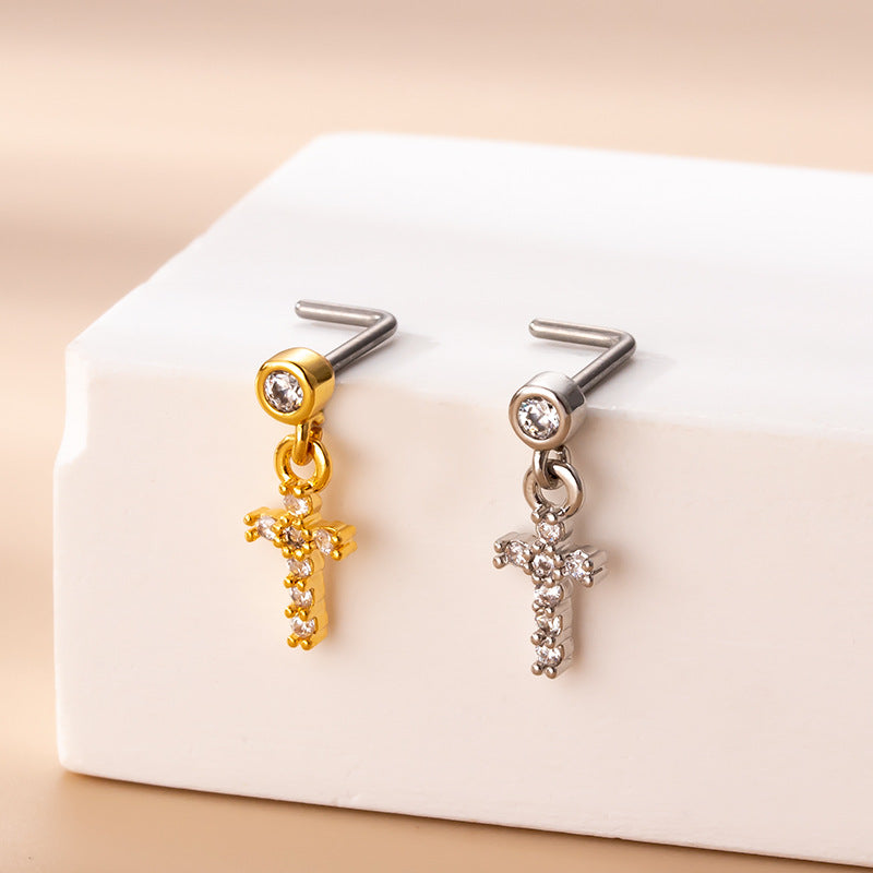 20G Gold Heart Dangle Nose Studs - Hypoallergenic Surgical Steel Nose Ring Jewelry for Women | Perfect for Parties, Date Nights & Everyday Wear (HSPJ766)