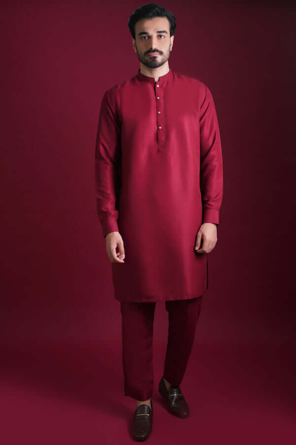 Stylish Deep Maroon Kurta Pajama Set for Men | Traditional Indian Ethnic Wear | Perfect for Weddings, Festivals & Special Occasions