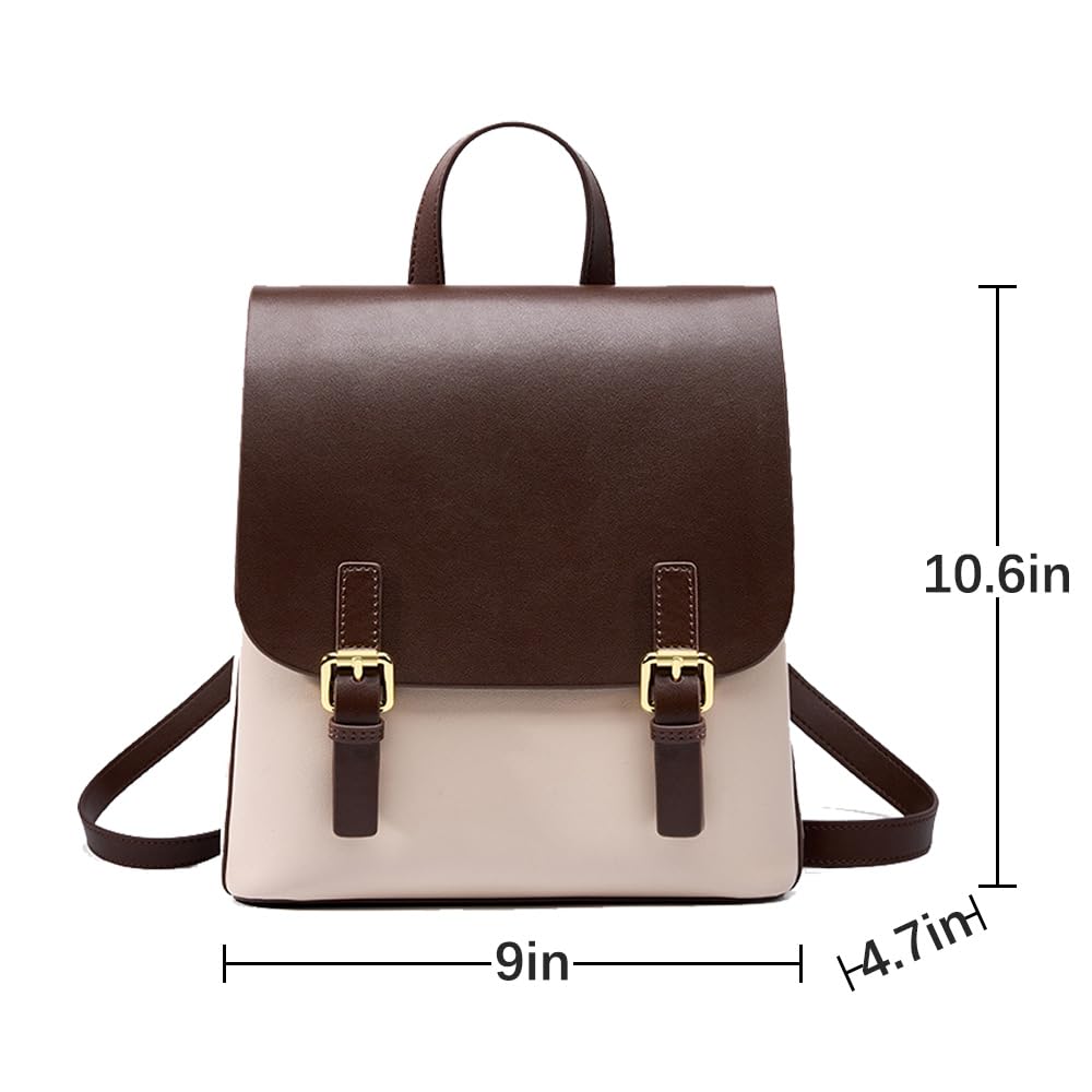 JIUFENG Mini Leather Backpack for Women - Small Crossbody Purse & Stylish Travel Daypack (Beige) | Perfect for Work, School & Weekend Outings