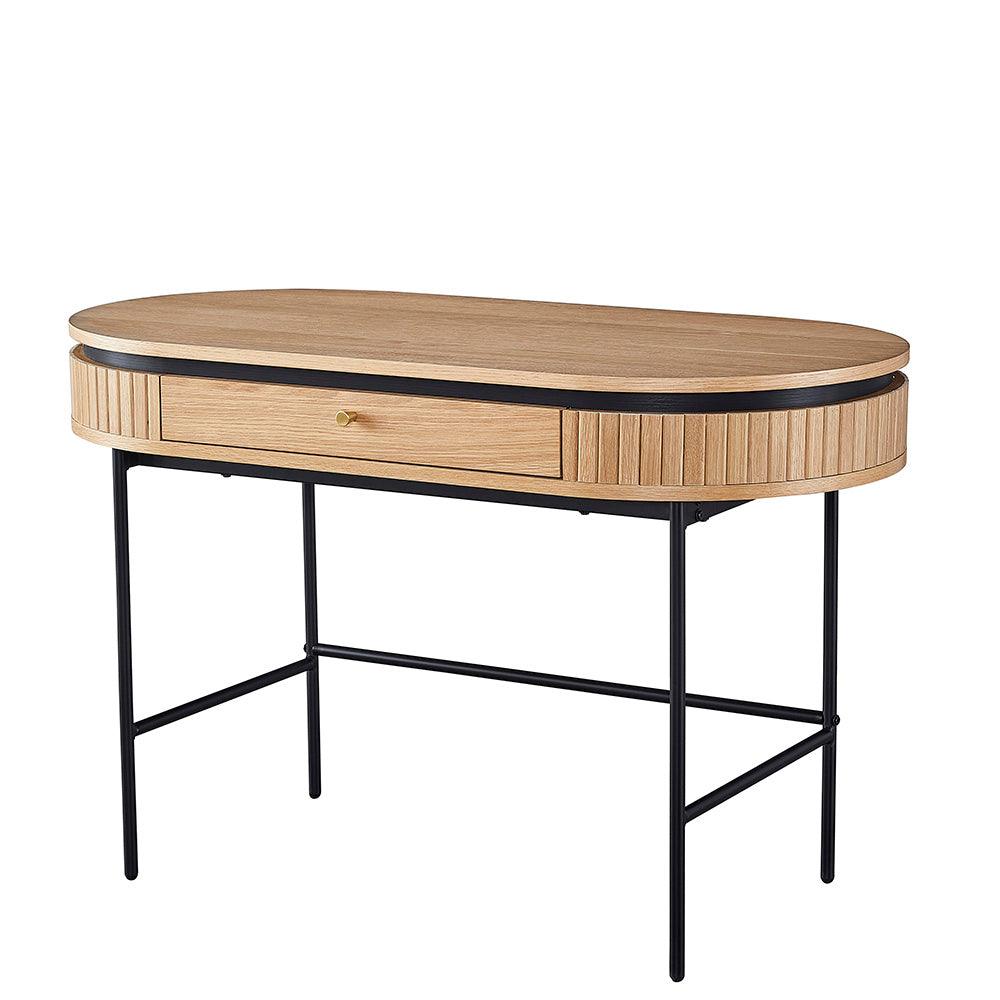 Kaidan 120cm Study Desk - Solid Oak & Black Finish, Modern Home Office Desk for Small Spaces, Perfect for Remote Work & Online Learning