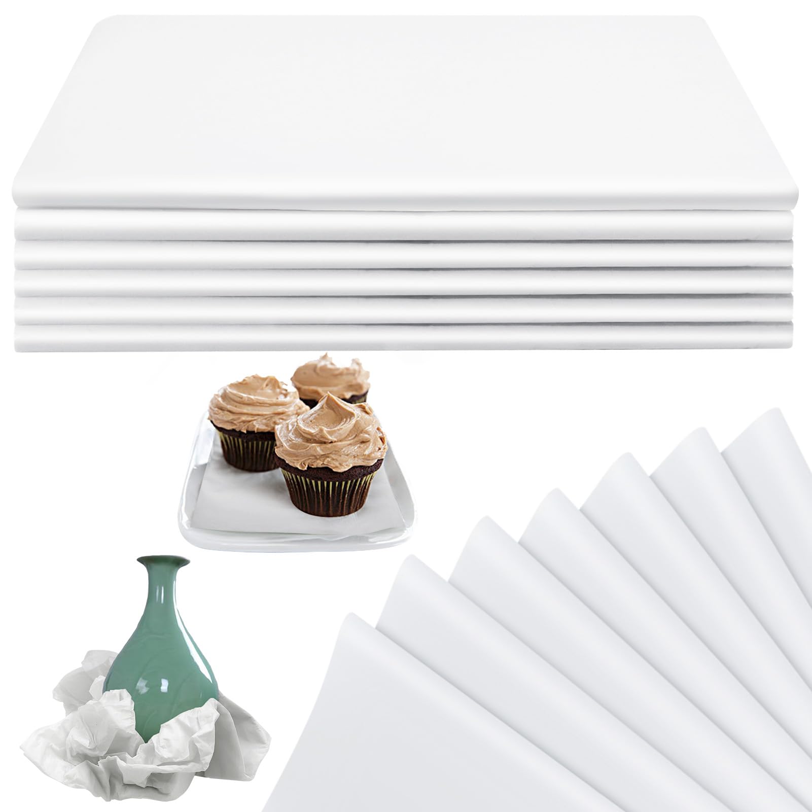 RYKOMO 100 Sheets 15x20 Inch Acid-Free White Tissue Paper for Clothing Storage, Gift Wrapping & Present Bags | Bulk Unbuffered Archival Safe Paper for Preserving Fabrics, Photos & Delicate Items