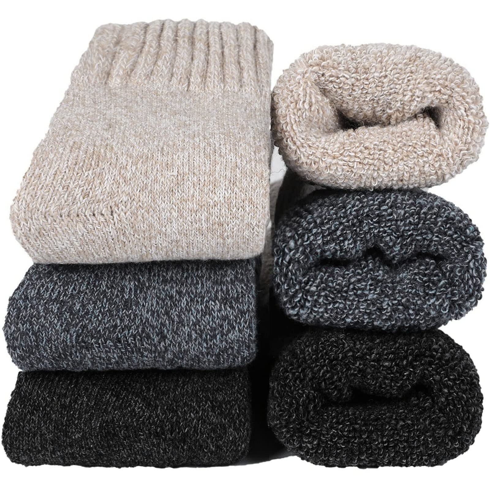 Winter Thickened Warm Thermal Socks for Women - 3 Pairs Cozy Knit Tube Socks for Cold Weather, Autumn & Winter Hiking, Snow Boots & Indoor Comfort
