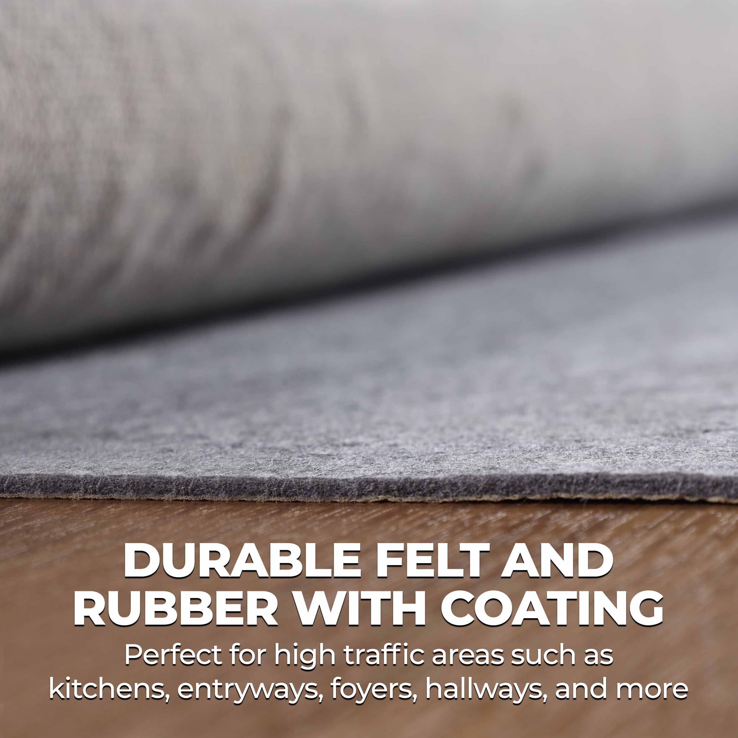 Non-Slip Polyester Felt & Rubber Rug Pad with Coating - Anti-Slip Carpet Underlay for Hardwood Floors, Tile & Laminate - Perfect for Living Room, Bedroom & Nursery Safety