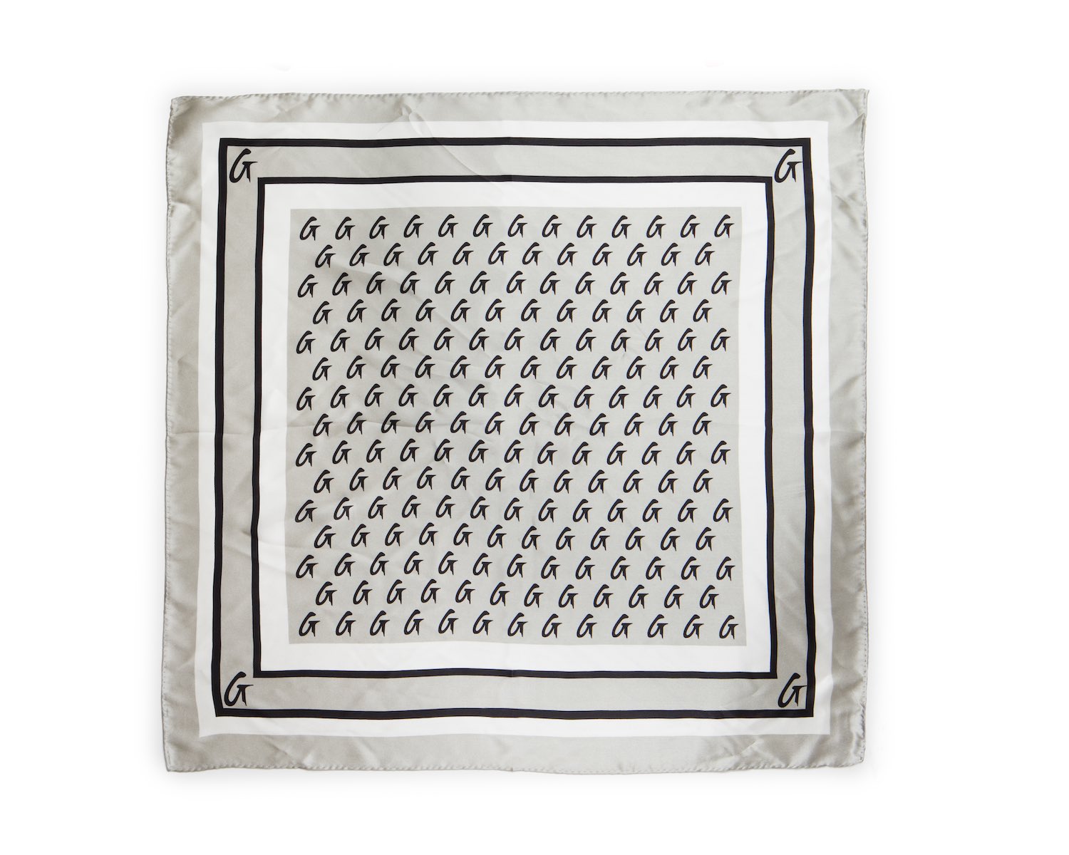Luxury Monogram Silk Scarf - Medium Size in Elegant Silver | Perfect for Women's Fashion Accessories, Gift Ideas & Special Occasions
