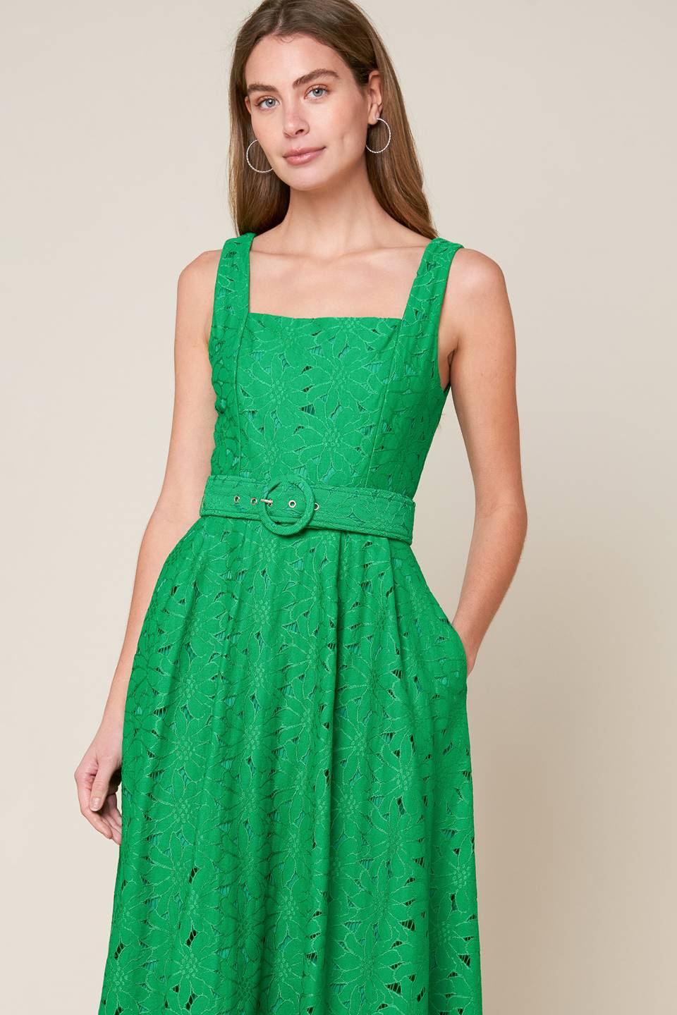 DAFFODILS & DAYDREAMS Woven Lace Midi Dress - Elegant Floral Summer Dress for Women, Perfect for Garden Parties, Weddings & Date Nights