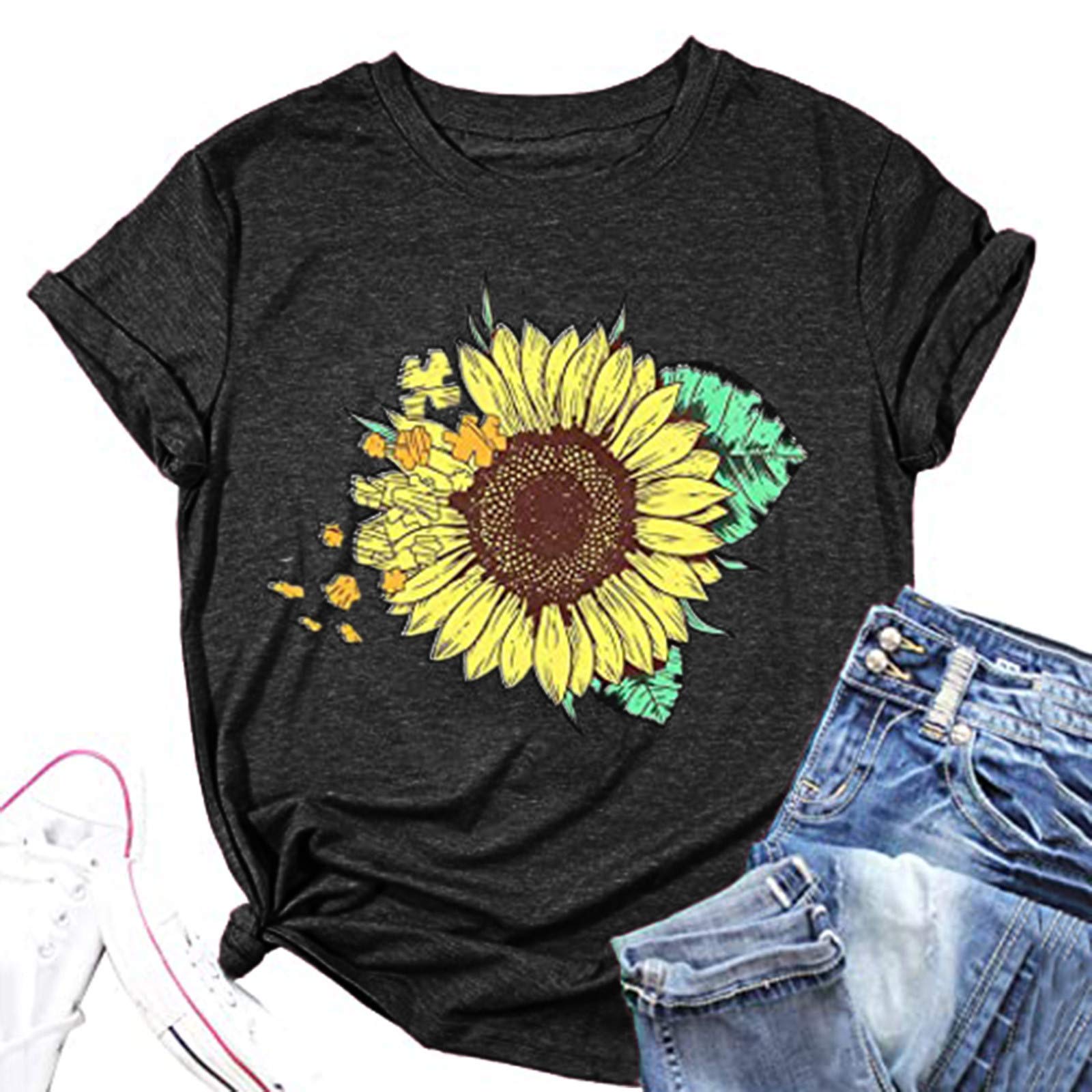Women's Casual Loose Fit Tank Tops - Short Sleeve Crewneck Cotton Shirt for Everyday Wear | Perfect for Summer, Yoga, Gym & Beach Outfits