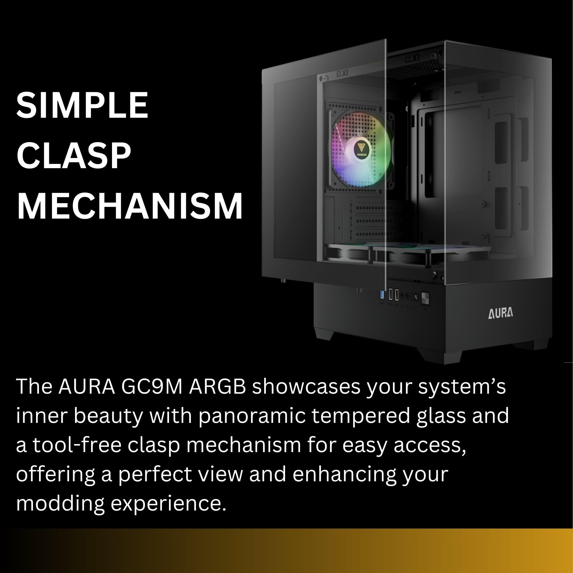 GAMDIAS Micro-ATX Gaming PC Case with Tempered Glass Side Panel - 3X 120mm ARGB Fans, Supports 240mm AIO Radiator, 280mm GPU, 155mm CPU Cooler - Perfect for Compact Gaming Rigs & Home Office Setups
