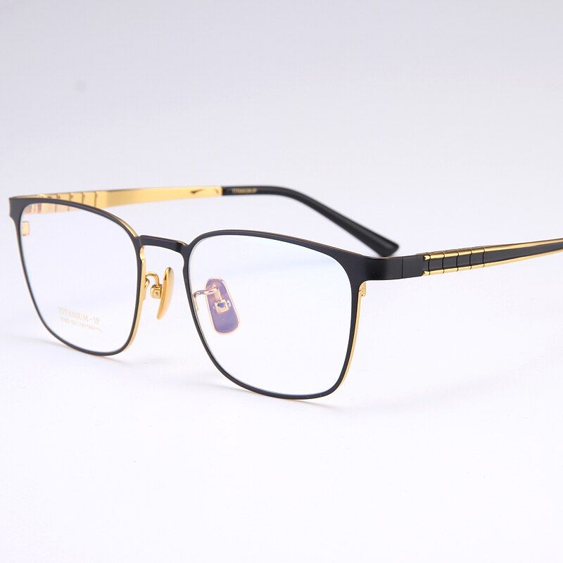 Bclear Men's Full Rim Square Titanium Eyeglasses Frame - Lightweight & Durable My91063 for Work, Reading & Fashion